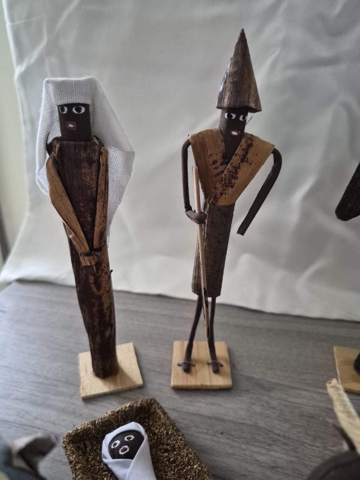 Primitive Handmade Figures Animals NATIVITY Set Lot of 10 Awesome