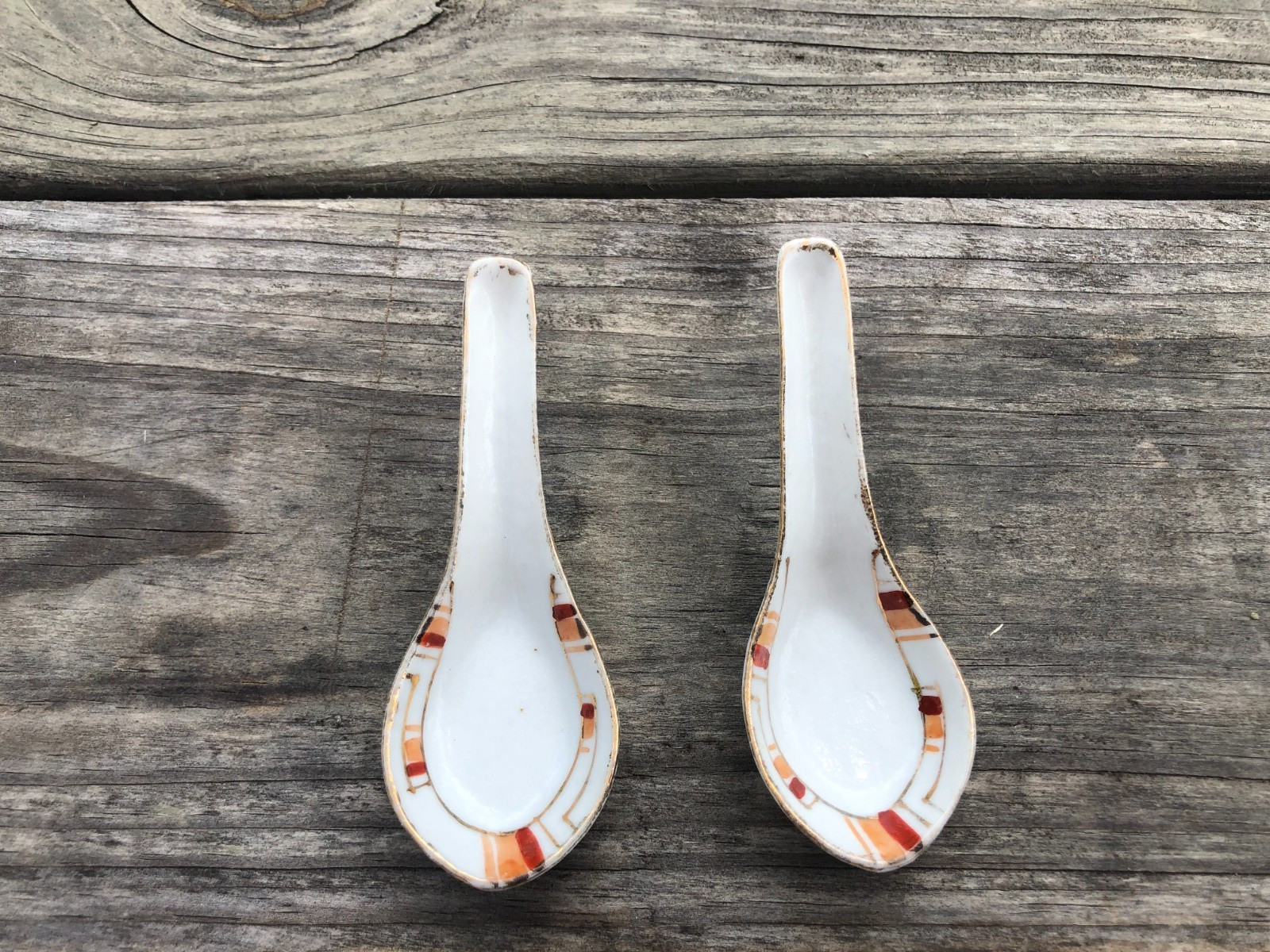 Set of 2 Vintage Chinese Longevity Soup Spoons – About 3-5/8″Lx1-1/4″W