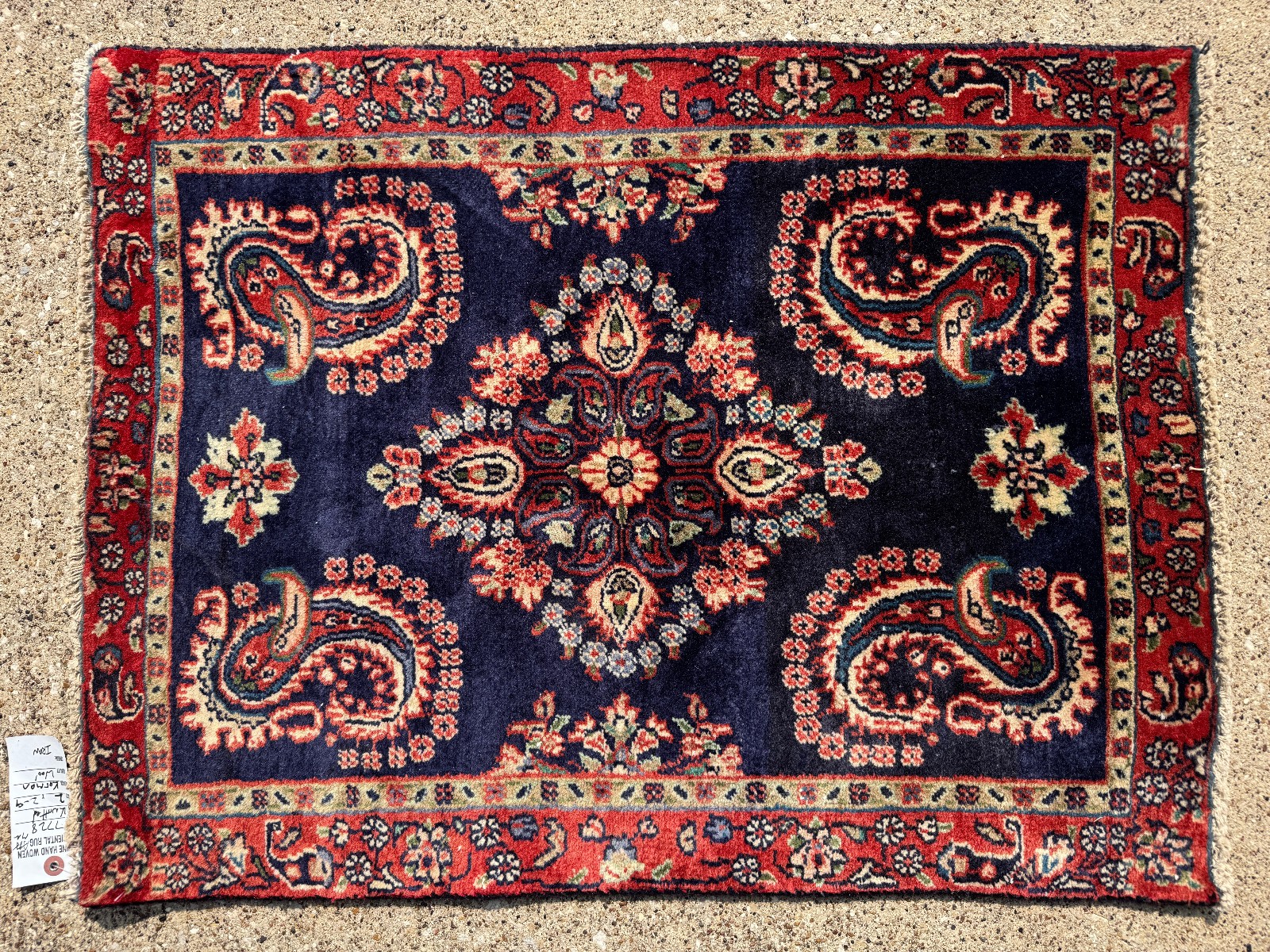 2×3 ANTIQUE BLUE ORIENTAL RUG HANDMADE vintage hand-knotted navy indigo purple