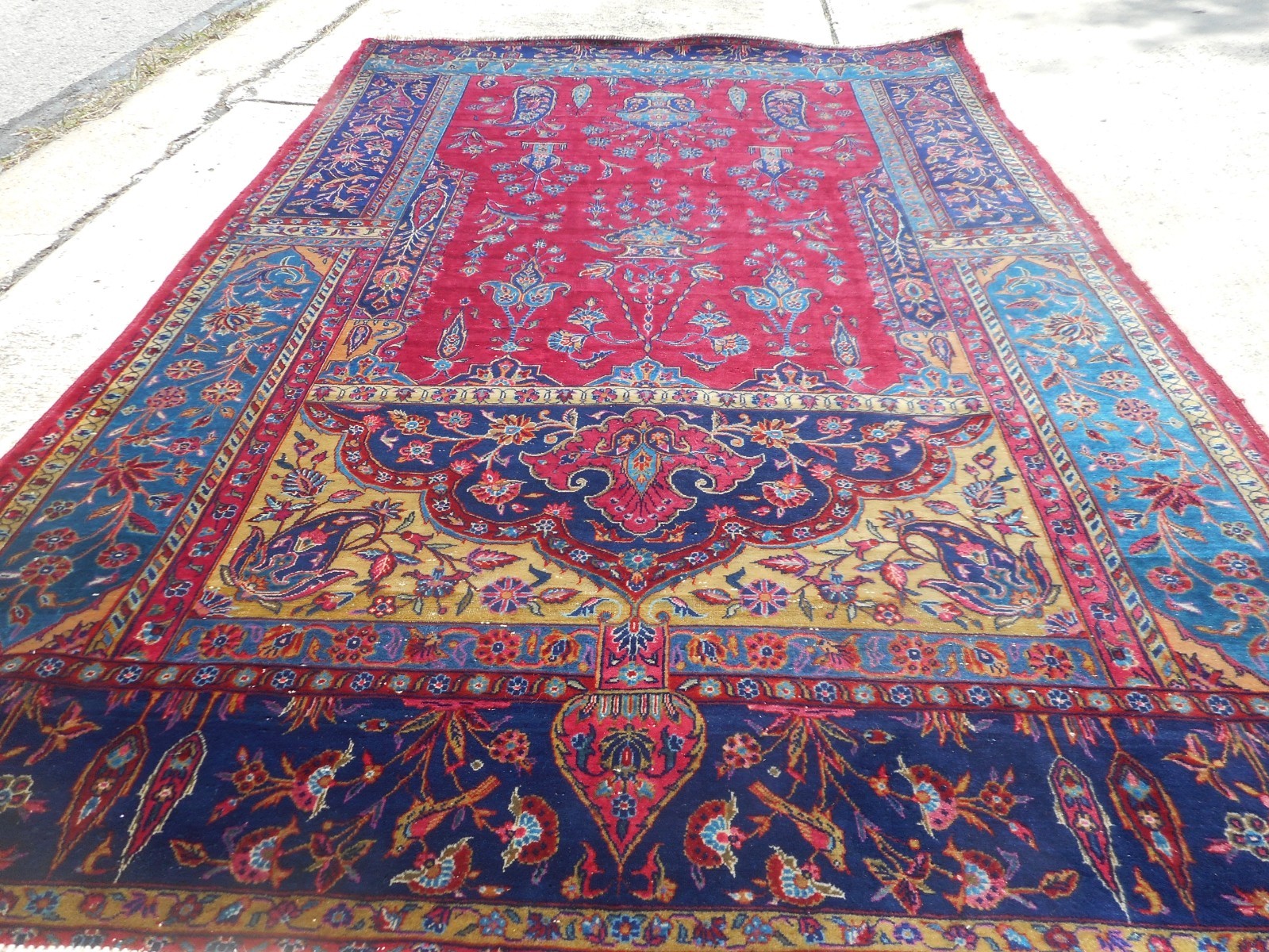 Antique Oriental Rug 4’2″x6’7″ Hand Knotted With Vegetable Dyes Pre-1900