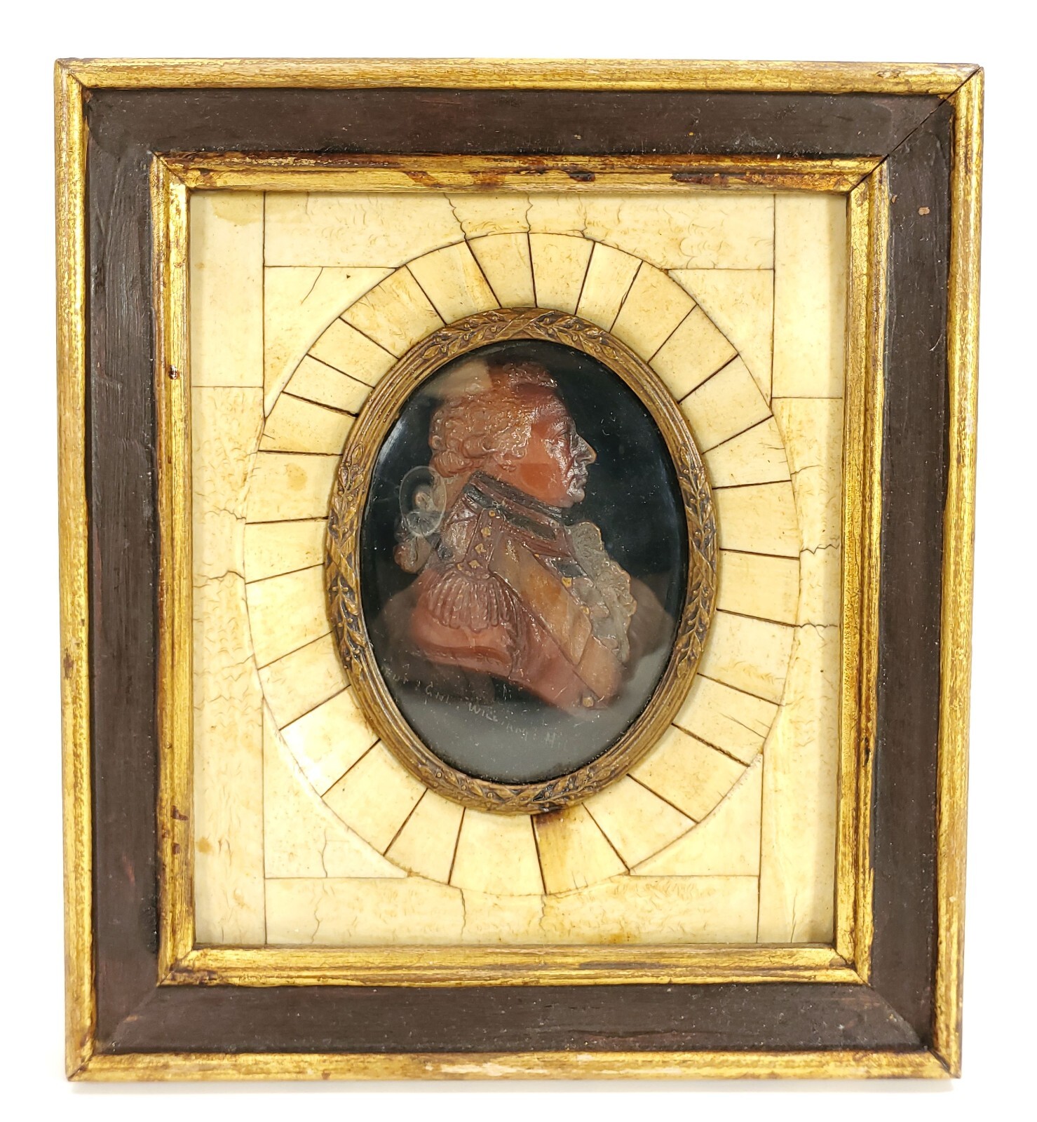 Antique Wax Portrait Revolutionary War Lt. Colonel W. Hill -S. Carolina GATTEAUX