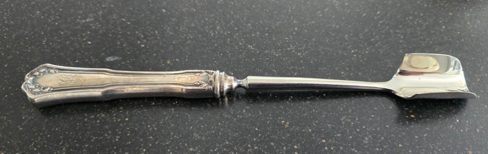 Vintage Silver Plated Cheese Scoop, Wallace “Laurel”, Monogram “H”