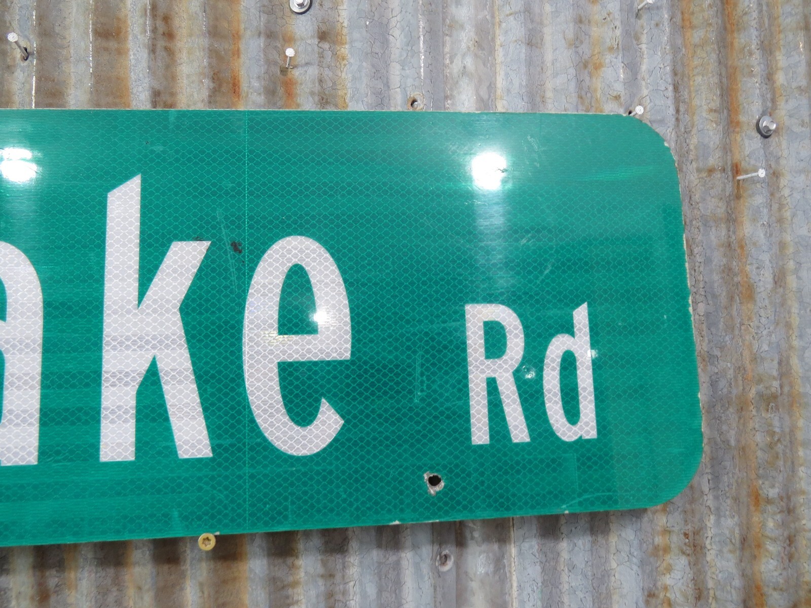 Authentic Used 9 X 42 inch Aluminum MIRROR LAKE Metal Sign Tiki Bar Cabin (14C)