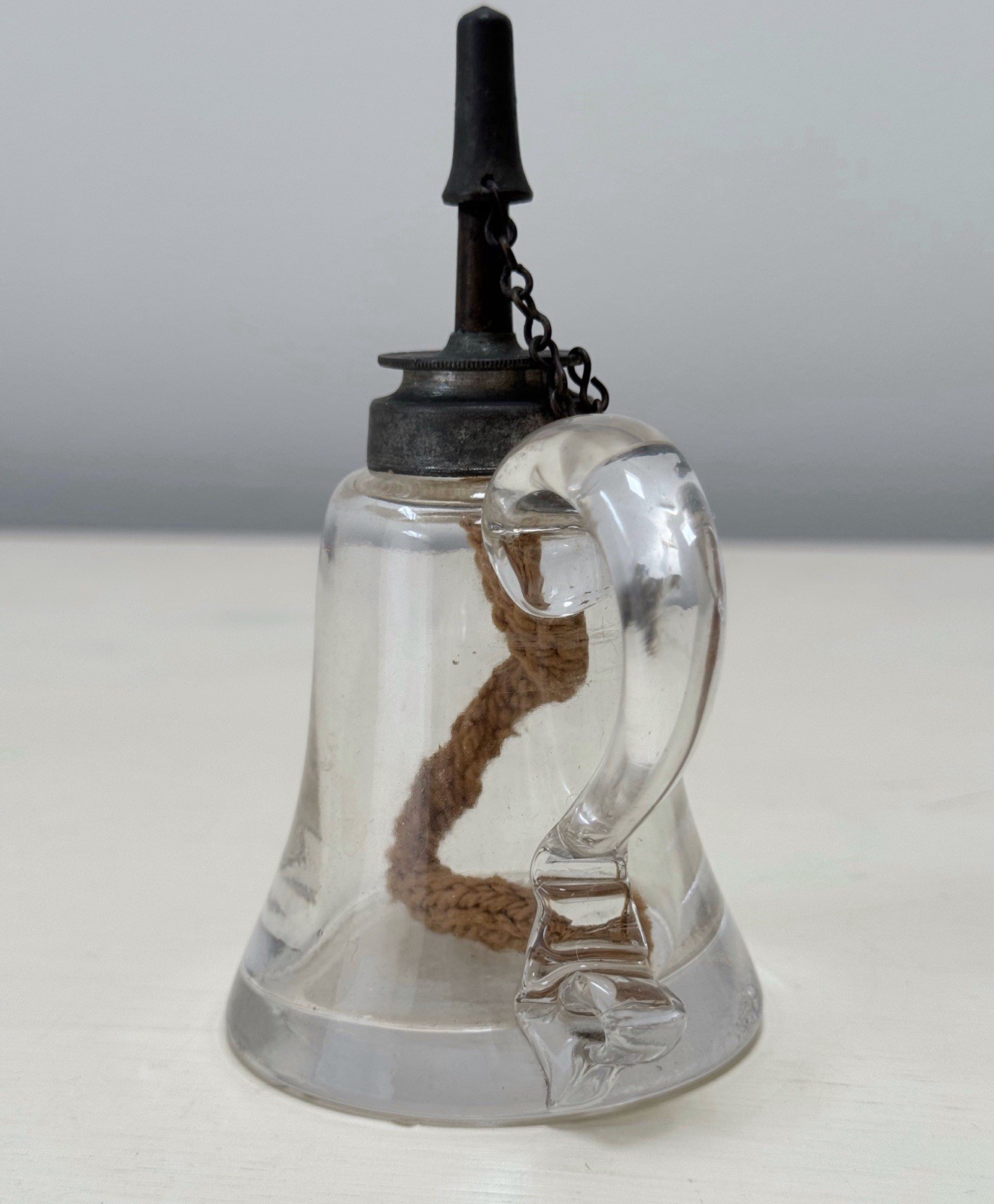 1800’s Primitive Hand Blown Glass Whale Oil Lantern Antique Finger Lamp