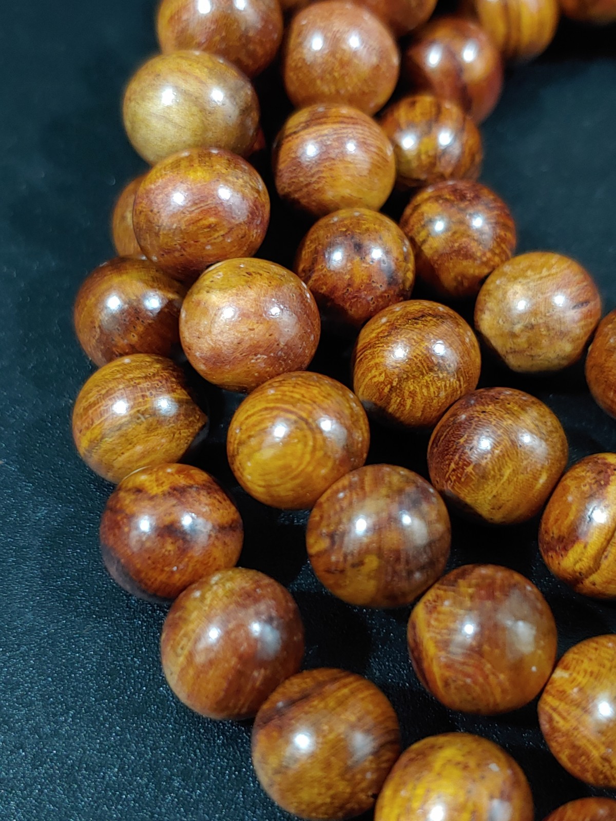 黄花梨木108佛珠项链手串 Chinese 0.8 cm Natural Huanghuali Rosewood Beads Necklace Bracelet