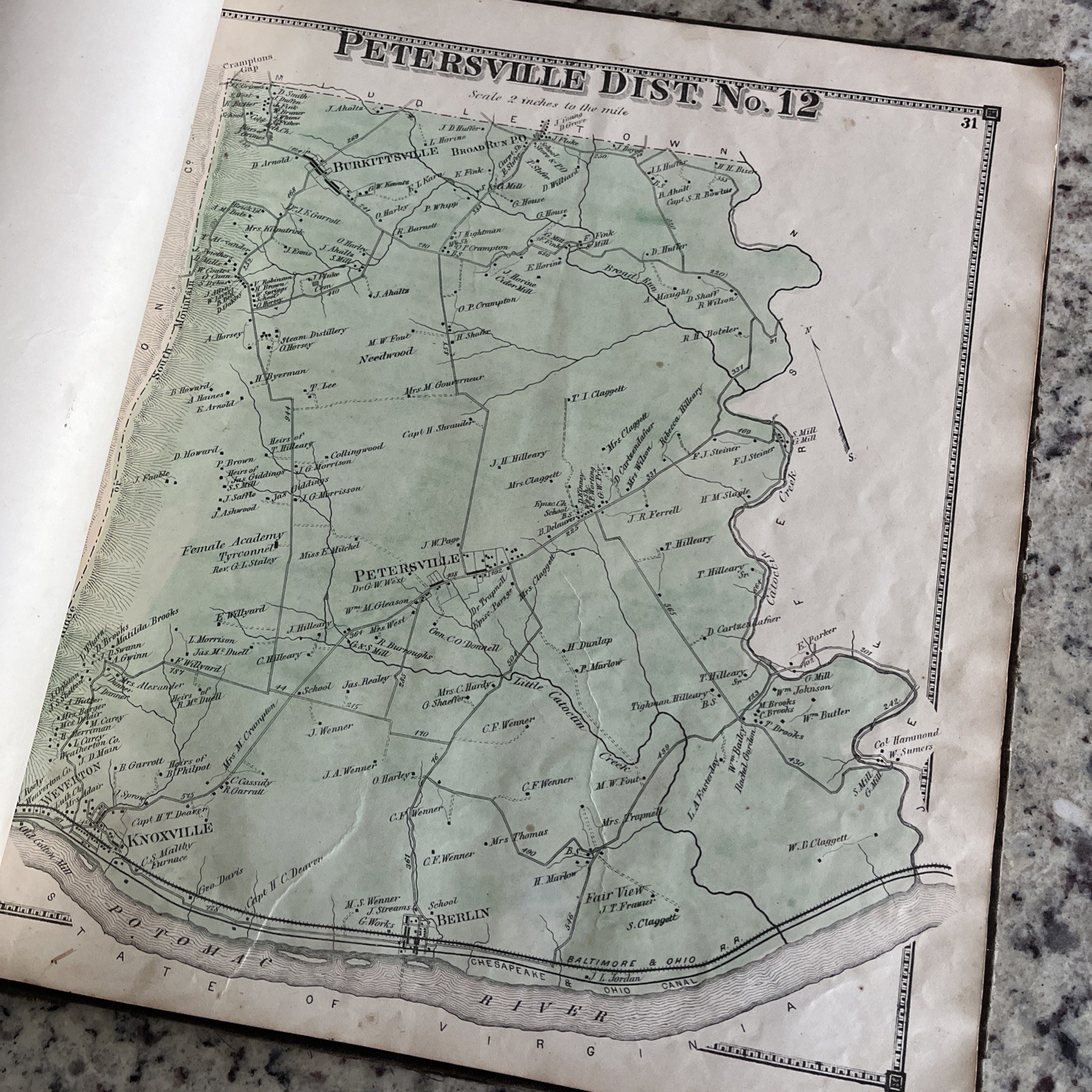 Antique Original 1873 Frederick County & City MD Atlas Survey Map Book Titus Co.