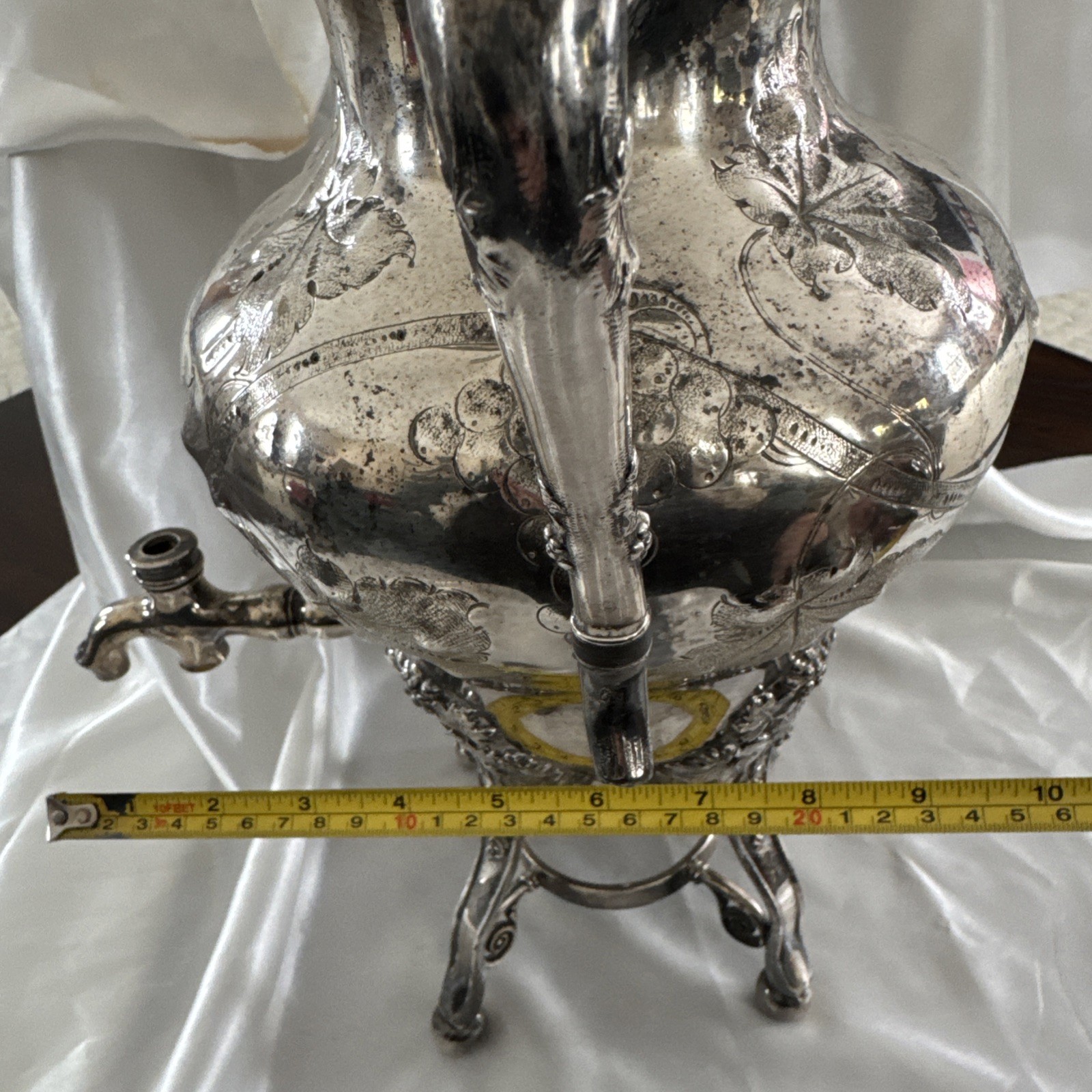 VTG Silverplate Samovar Tea Urn Wedding Centerpiece Ornate Display Decor Large