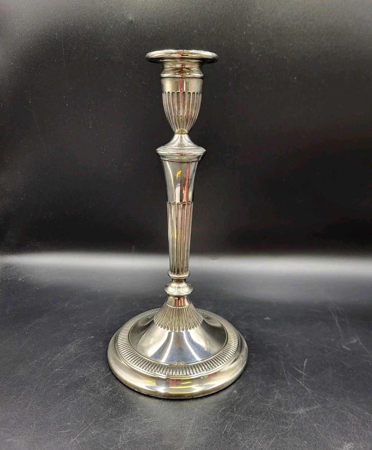 Single Vintage Ianthe Silver Plated Pillar Candlestick, Candle Holder, 25.5cm