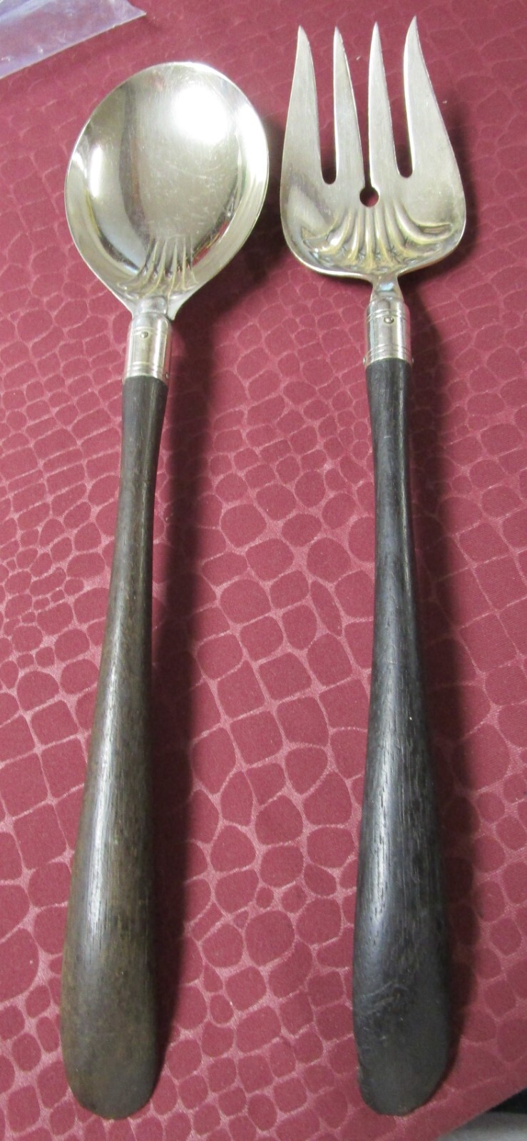 MANNING BOWMAN Chafing Dish Servers Silverplate Ebonized Wood Handles 1910s-20s