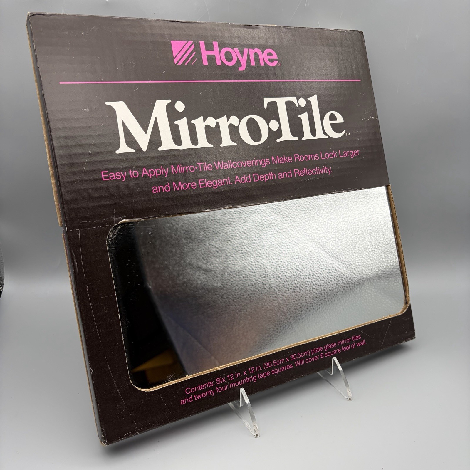 VTG 1982 Hoyne Mirro-Tile Mirrored Glass Tiles 12×12 Clear Mirror Box Of 6 NOS D