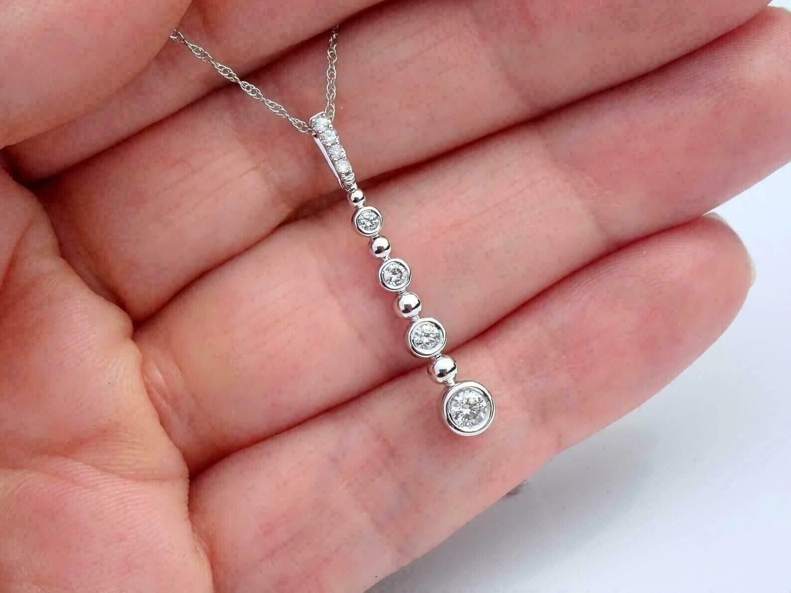14k White Gold Plated 1Ct Round Cut Lab Created Diamond Teardrop Pendant Women’s