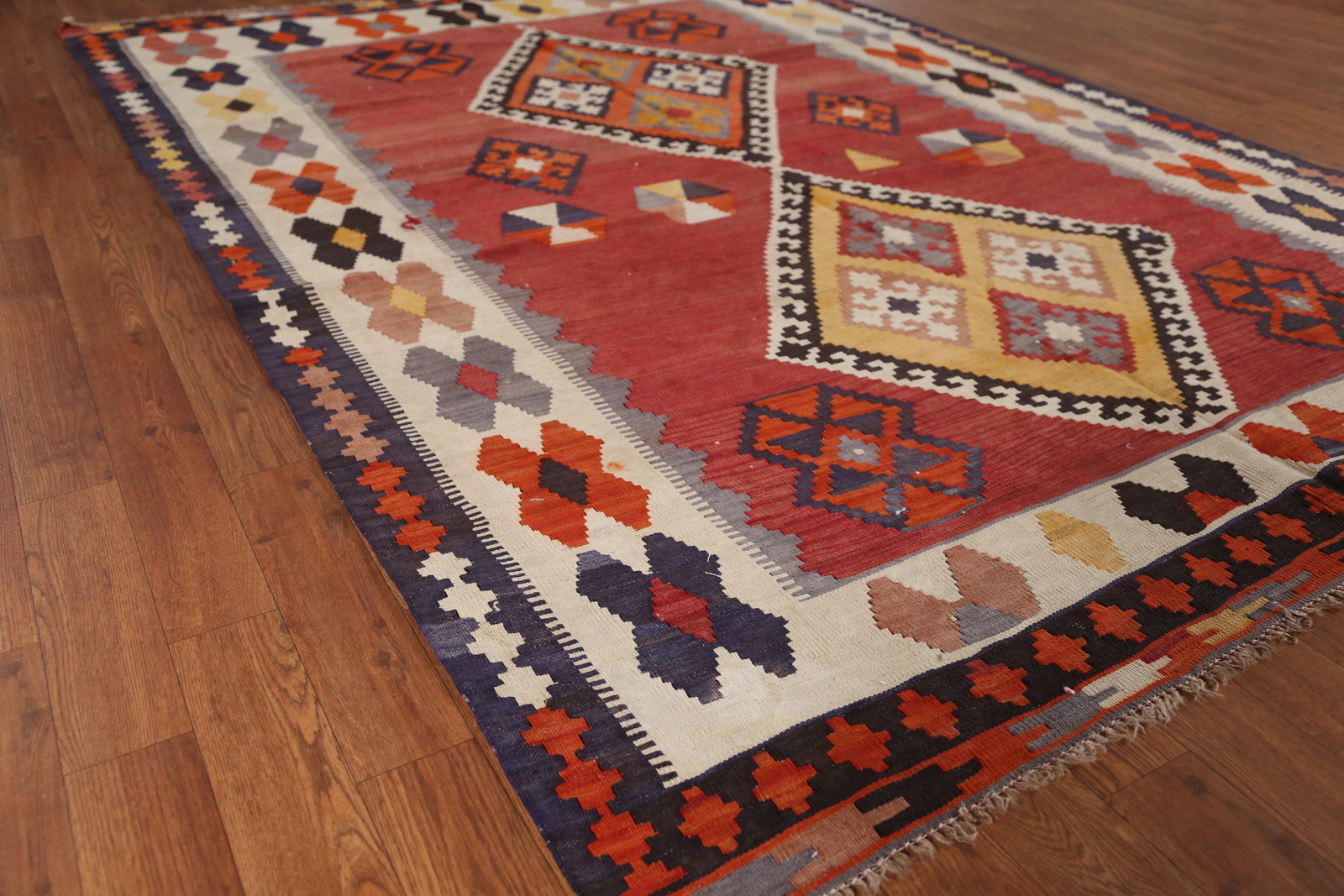 Nomad Vegetable Dye Kilim Flat-weave Semi-Antique Rug Wool Reversible Carpet 5×8