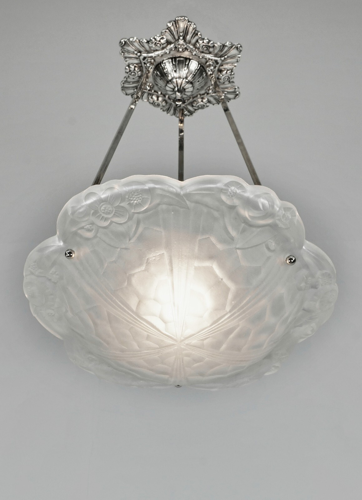 DEGUÉ : FRENCH 1930 ART DECO CHANDELIER .. pendant France muller era