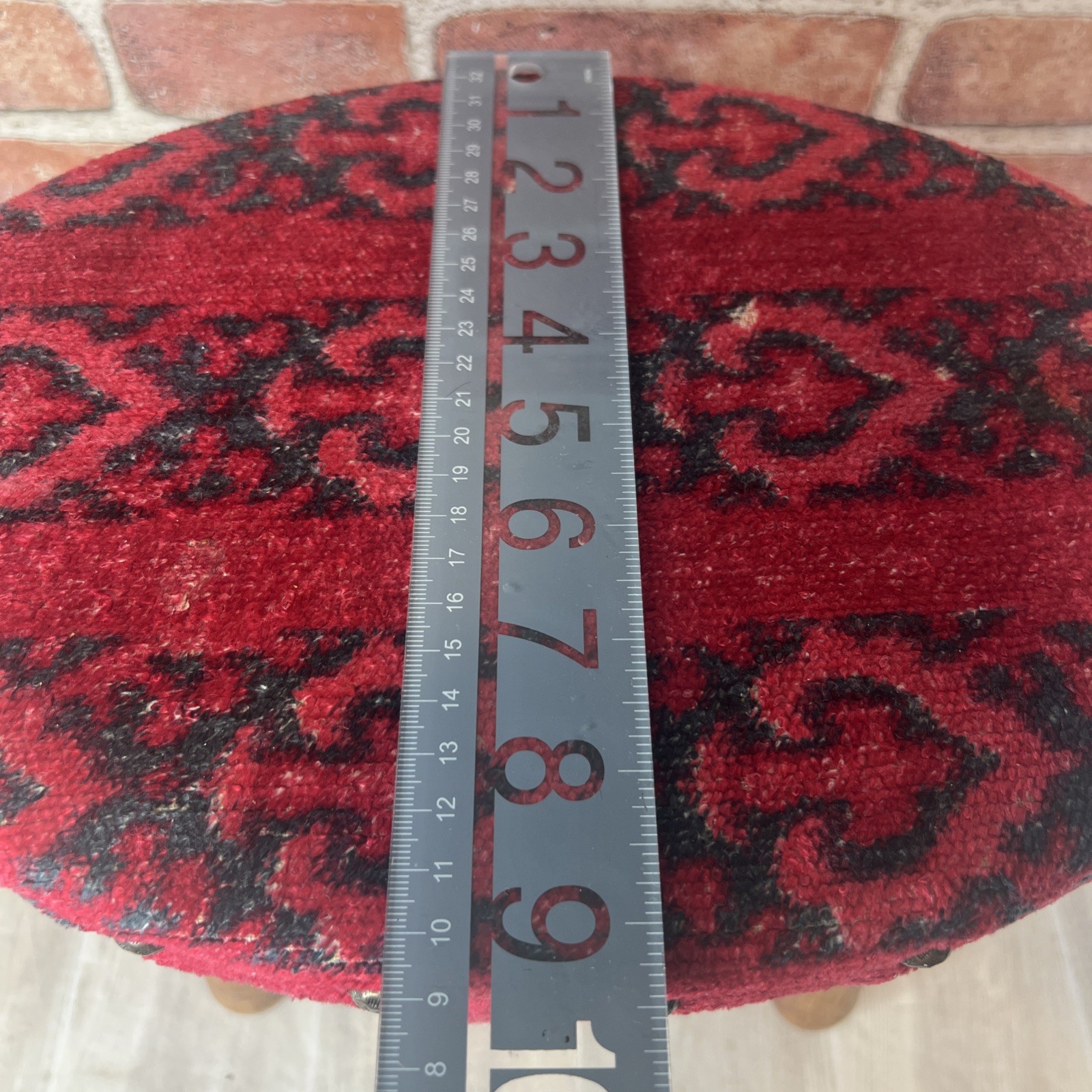 Antique Kilim Style Red Upholstered Turkish Foot Stool – Very Rare – Collectors