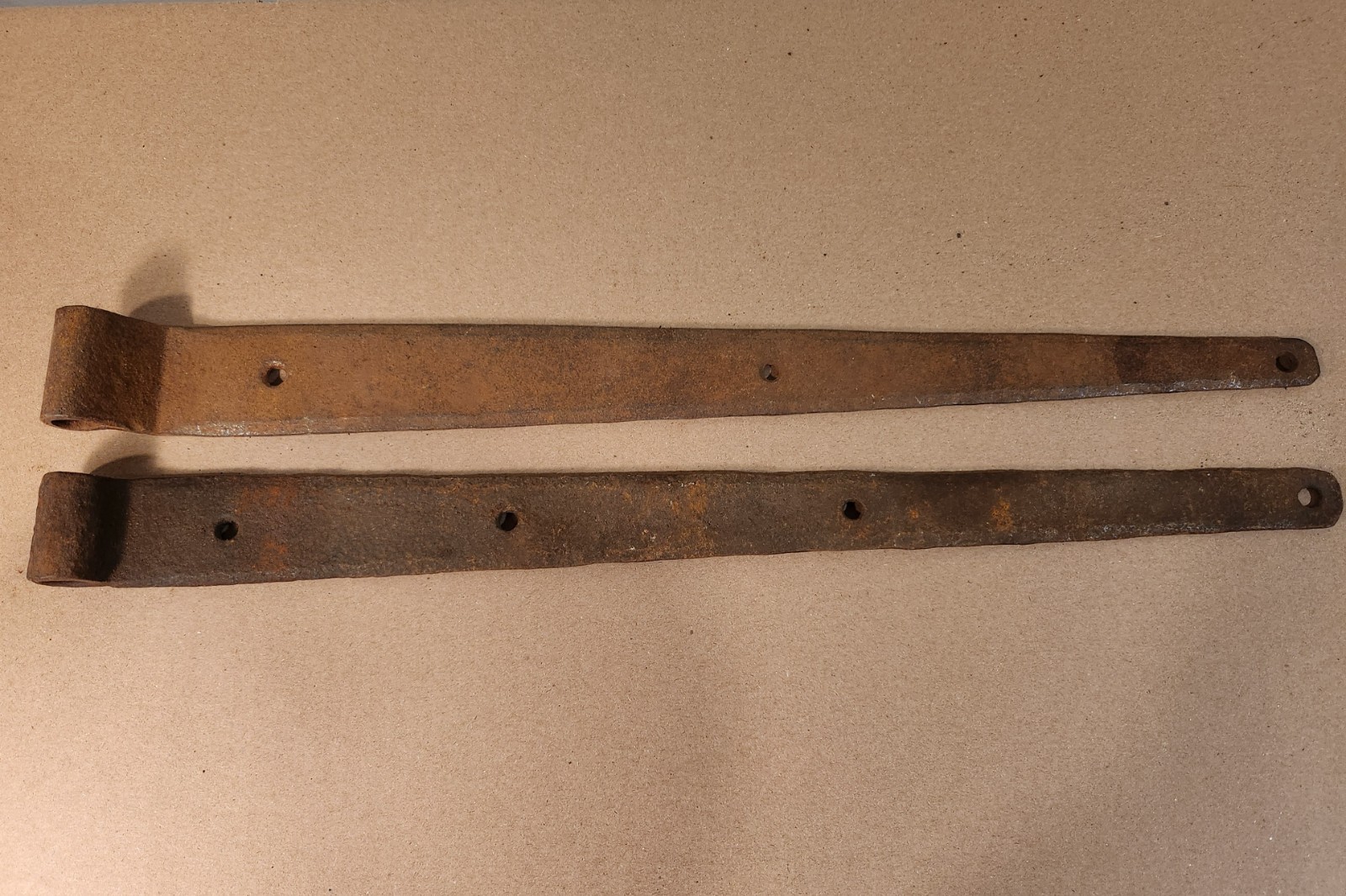 19th Century Antique 19″ Hand Wrought Iron Strap Hinges, Barn/Door, Square Tip