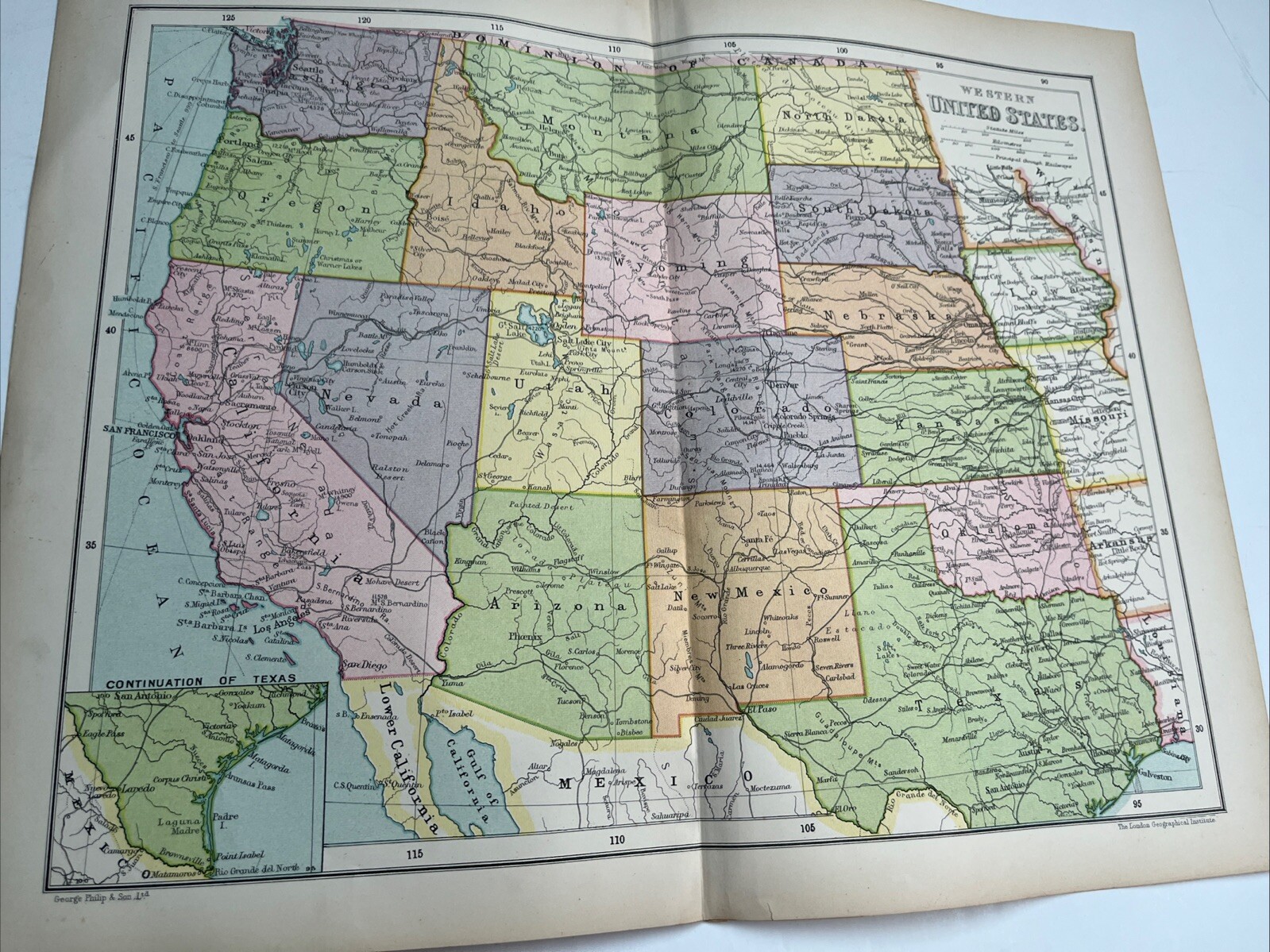 1910: Map Of Western United States PSA 47B Vintage Antique Print C