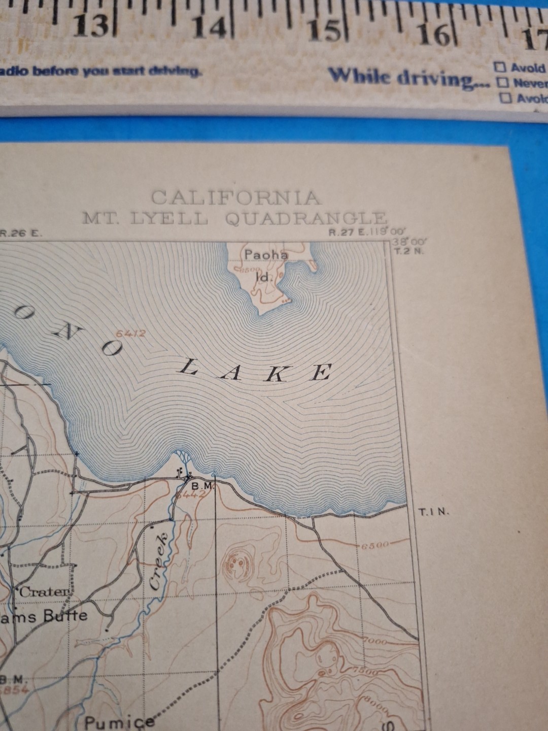 California Topographical Map Original Lyell 1904 Ed 1901 Reprint 1910 USGS