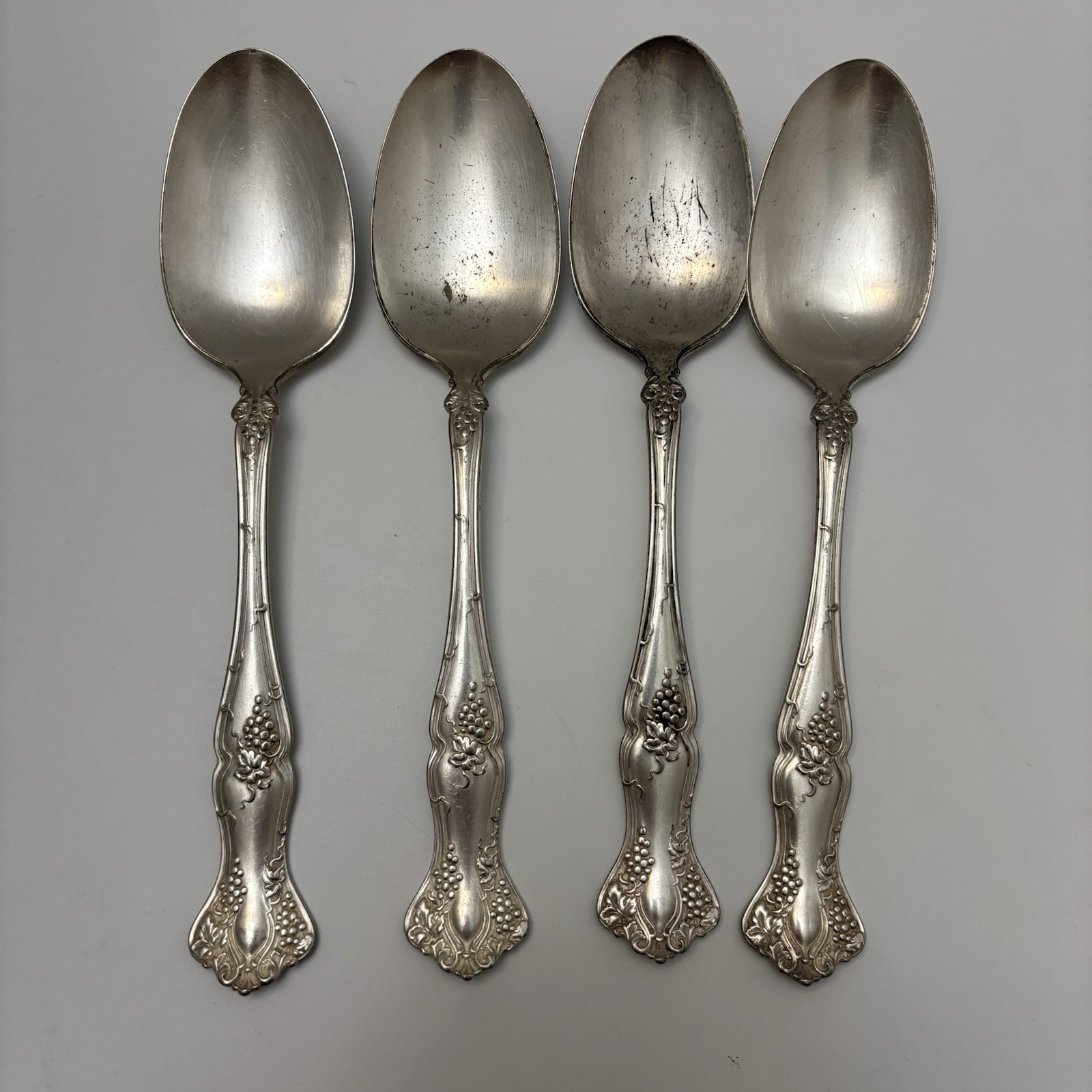 Vintage 1847 Rogers Bros Grape Pattern Silverplate 1904 Serving Spoons~ Set of 4