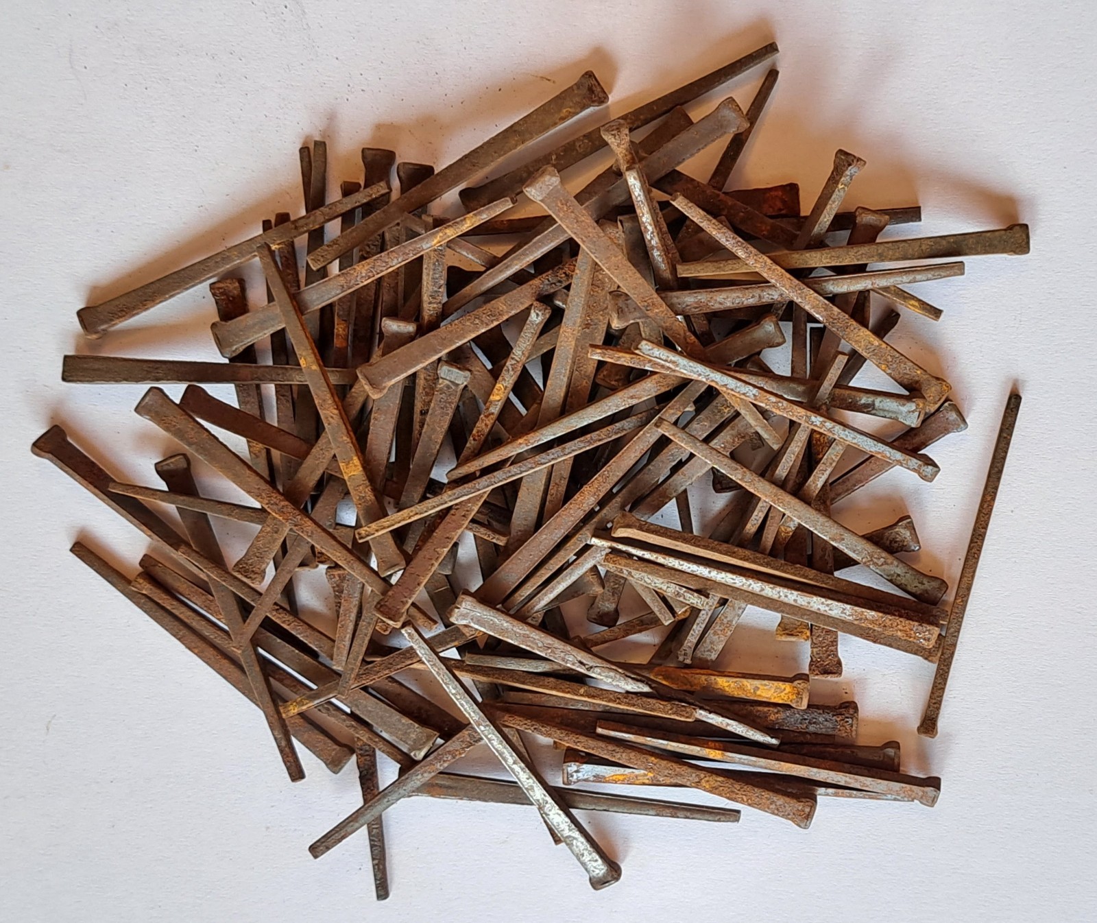 100 Antique 2″ Square Cut Coffin Nails Rusty Patina Primitive Unused Old Stock