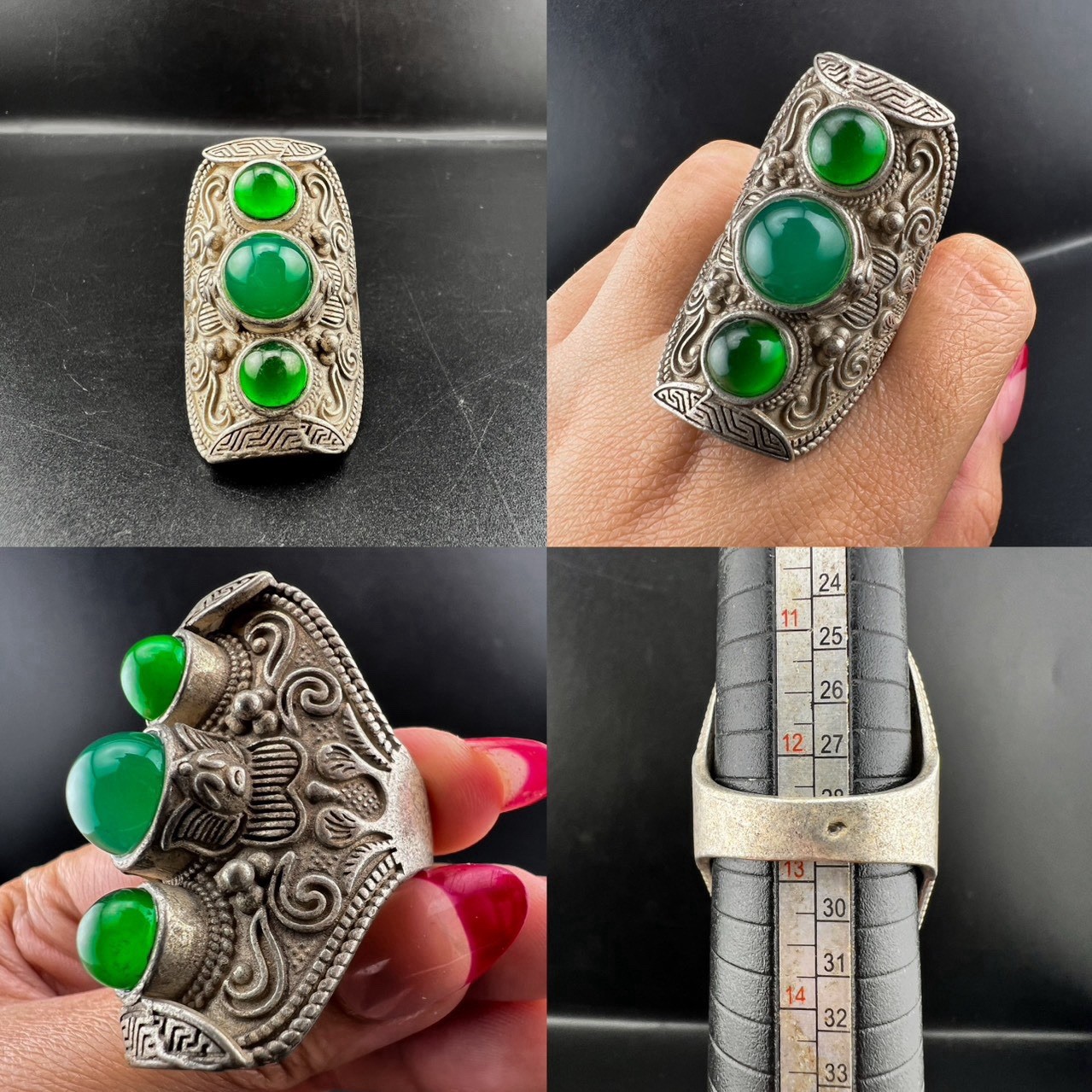 Rare Vintage Solid Silver RING WITH NATURAL stone