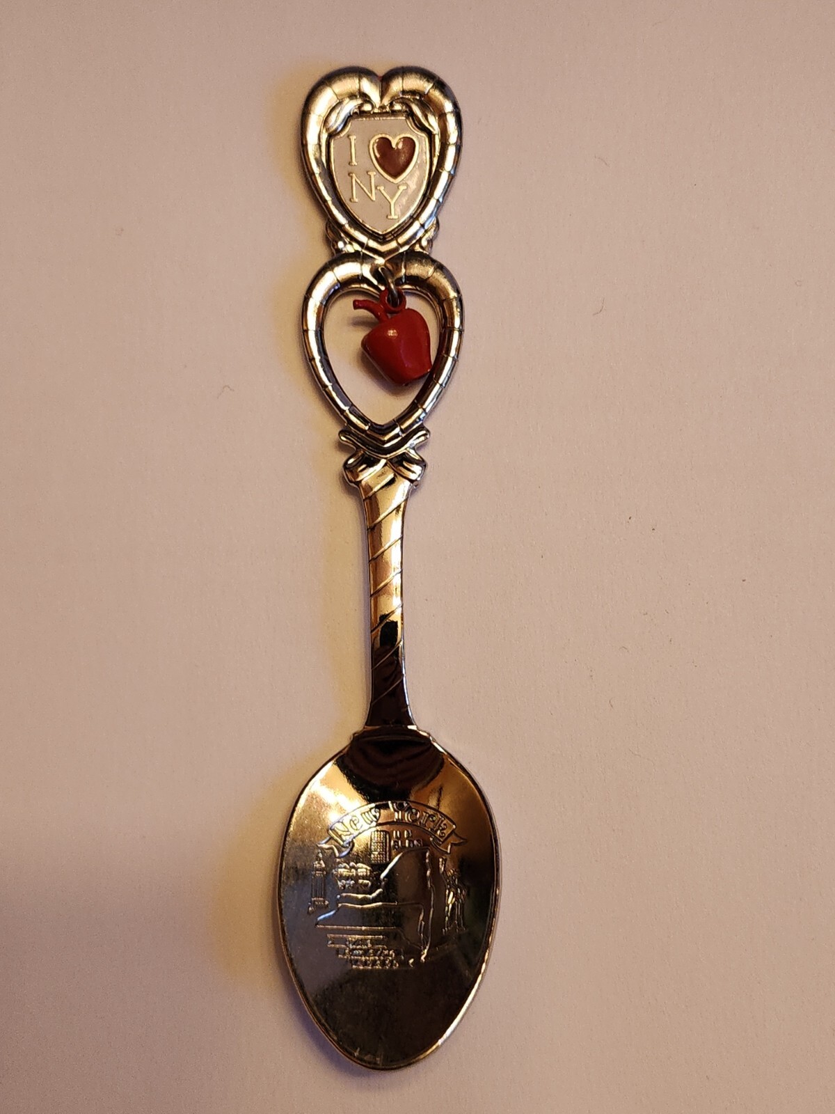 💥 Vintage NEW YORK Souvenir Silver Spoon US Collectible I Love APPLE MINT ⚡️🔥