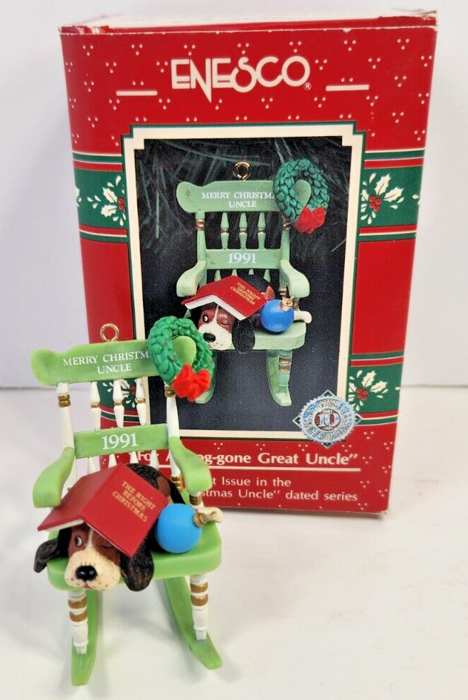 ENESCO FOR A DOG-GONE GREAT UNCLE TREASURY OF CHRISTMAS ORNAMENT 1991