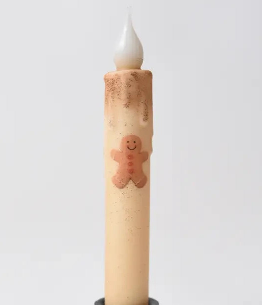 NEW PRIMITIVE GINGERBREAD LED TIMER CANDLE Taper 6.75″ Kitchen Holiday Baking