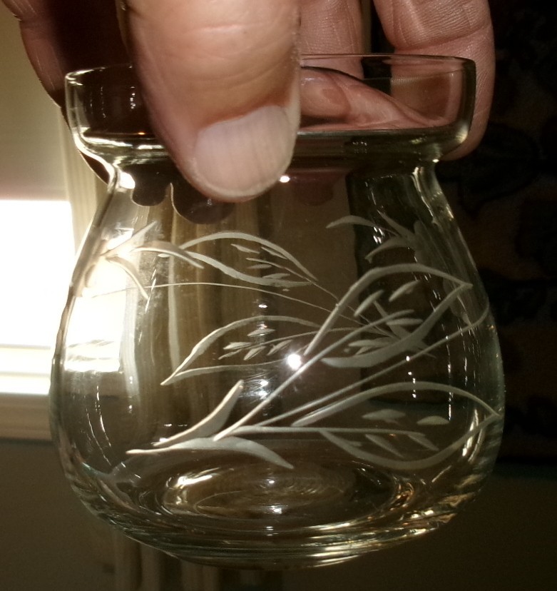 Frank M. Whiting Sterling Silver Lidded Etched Glass Jam or Mustard Jar 18 grams