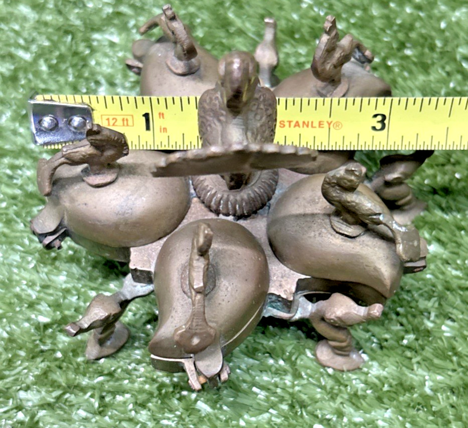 Vintage Indian Brass Spice Dish Covered Box Peacock Decoration