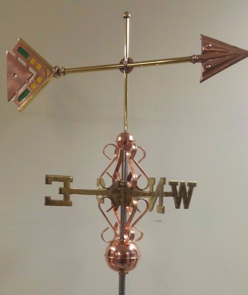 Beautiful unique stained glass ARROW COPPER WEATHERVANE,sold as shown