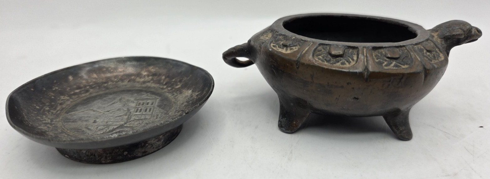 James W. Tufts Boston Dish with Metal Turtle Incense Bowl?