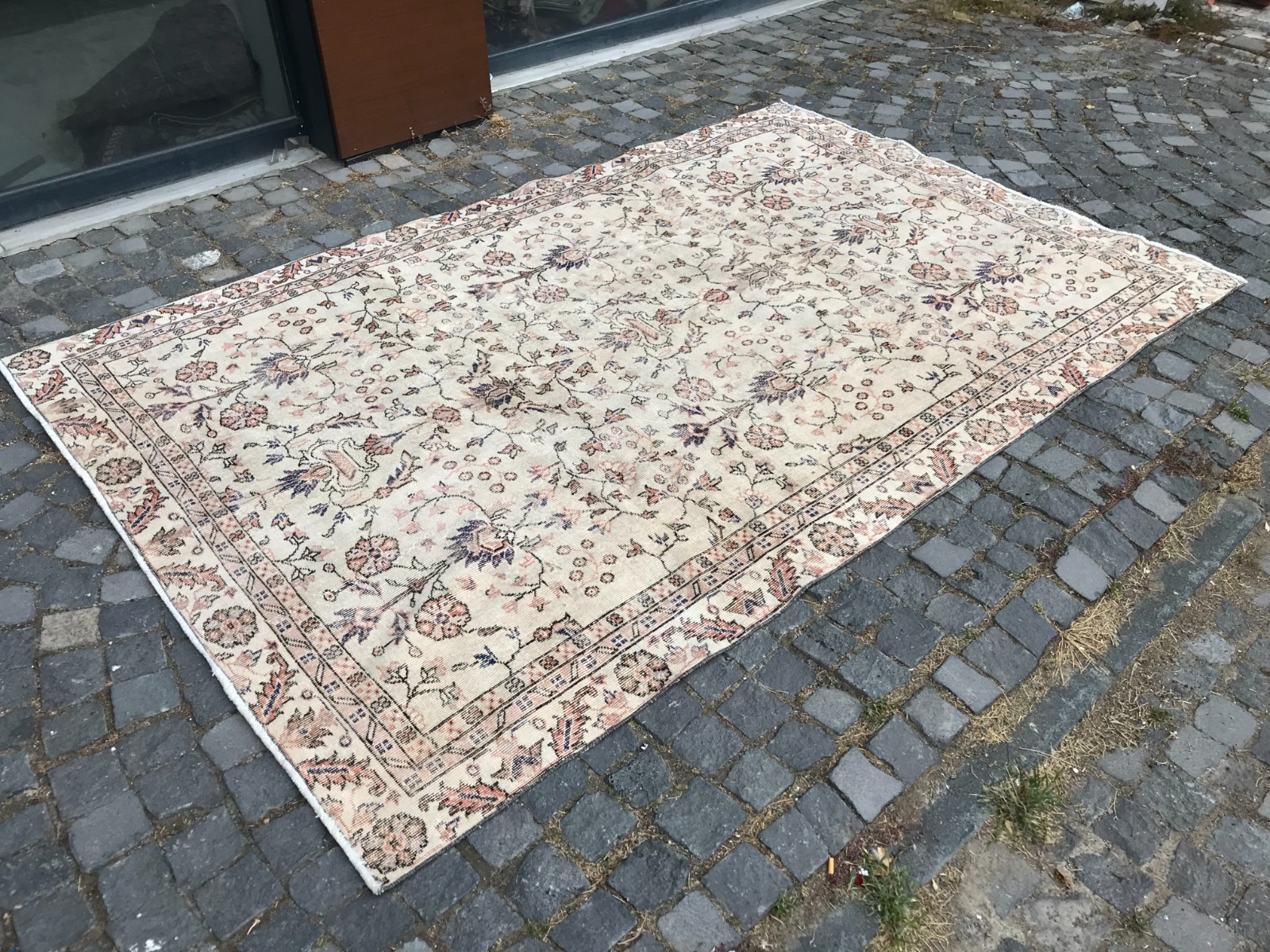 Turkish Vintage Rug, Handmade Wool Rug, Bohemian Large Rug, 6,1 x 9,5 ft
