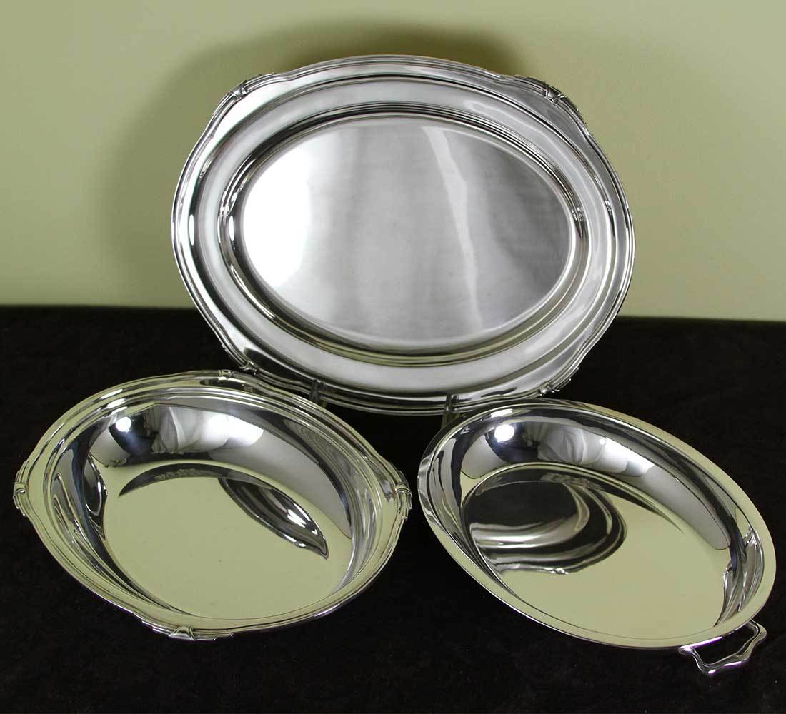 Silver Entree Dish & Cover with Platter 12 in. Jubilee, Patented Applied Border