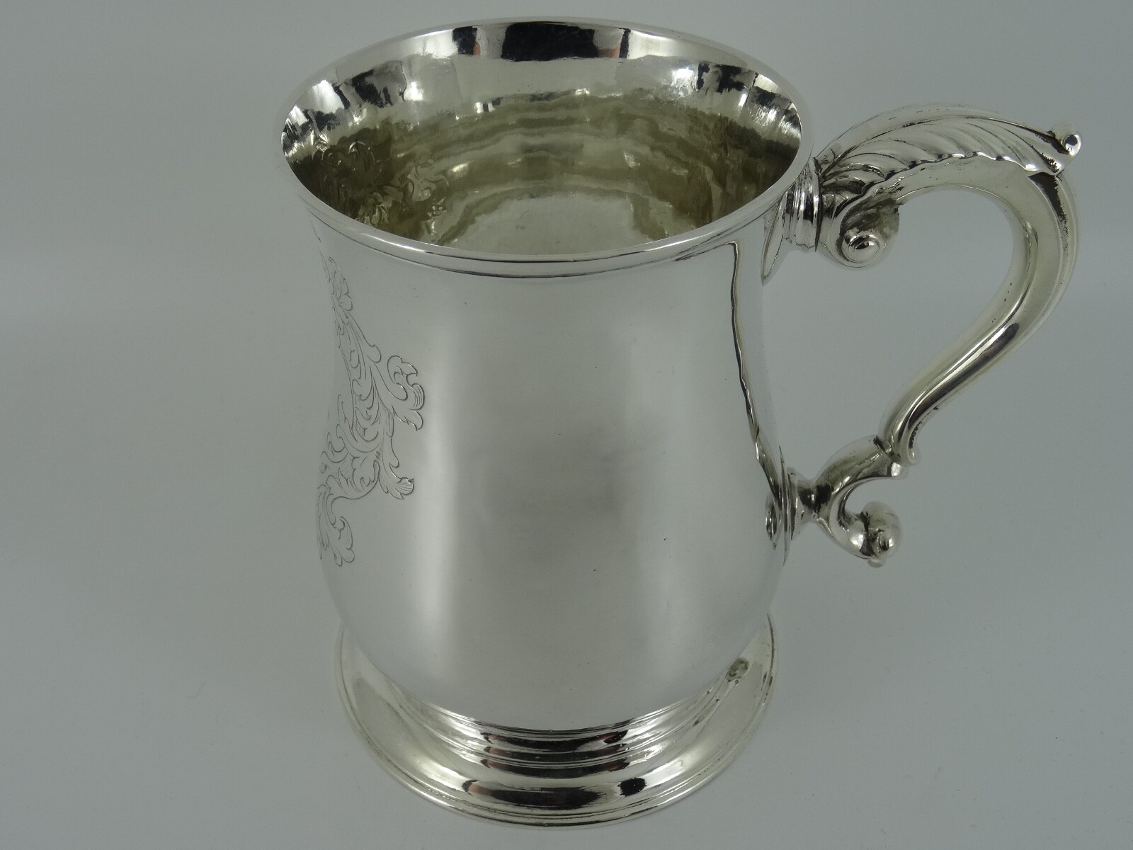 SOLID STERLING SILVER LARGE ENGLISH ANTIQUE GEORGE II TANKARD LONDON 1754 400G