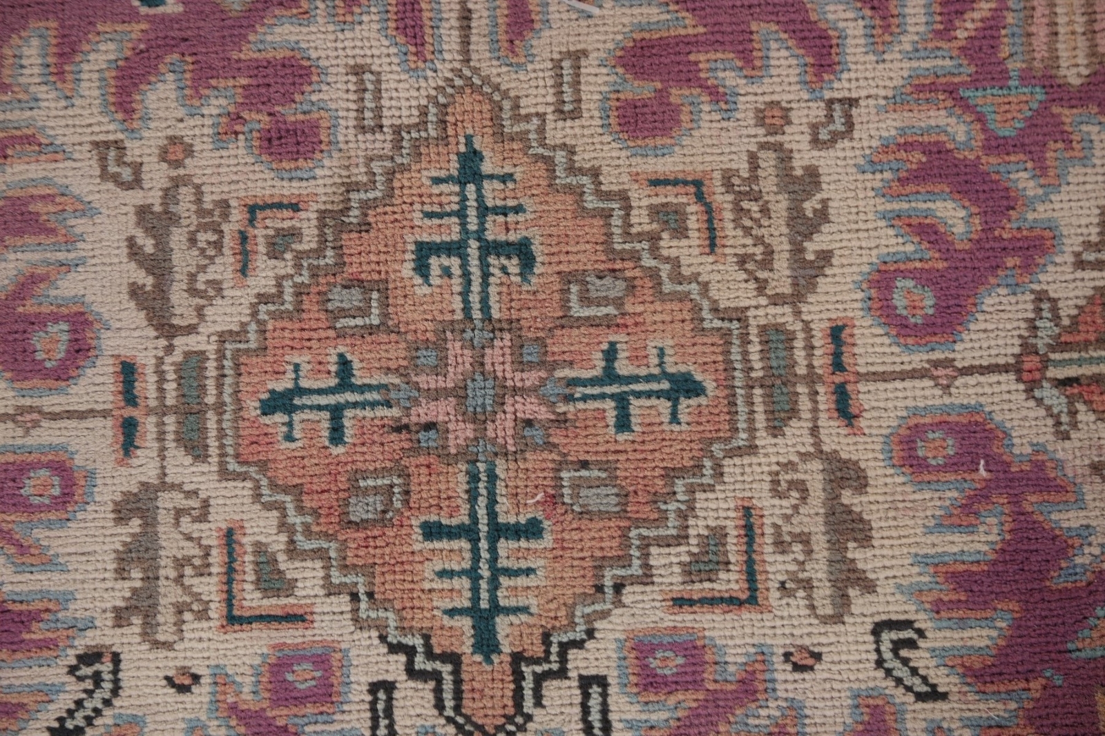 Vintage Geometric Rust/ Purple Tebriz Traditional Hand-knotted Area Rug 10×12