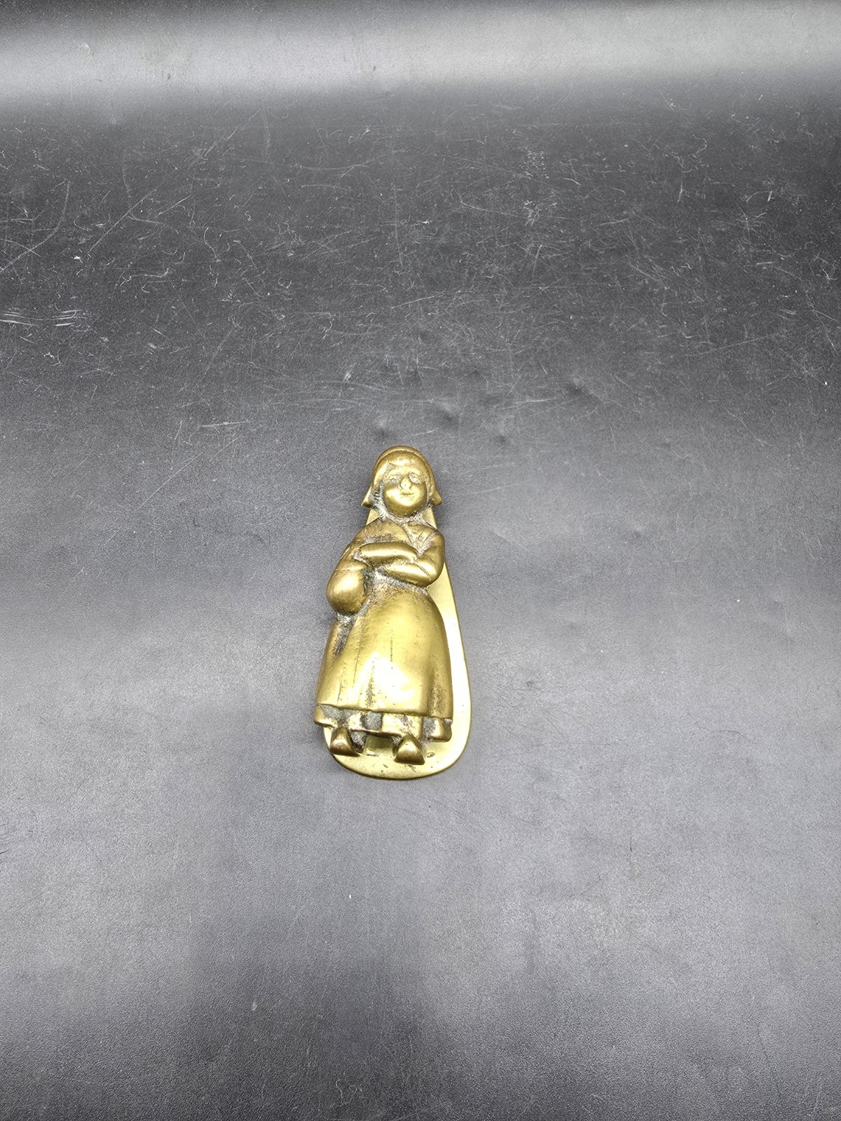 Vintage Cast Solid Brass Door Knocker Dutch Lady 38x87mm Reclaimed