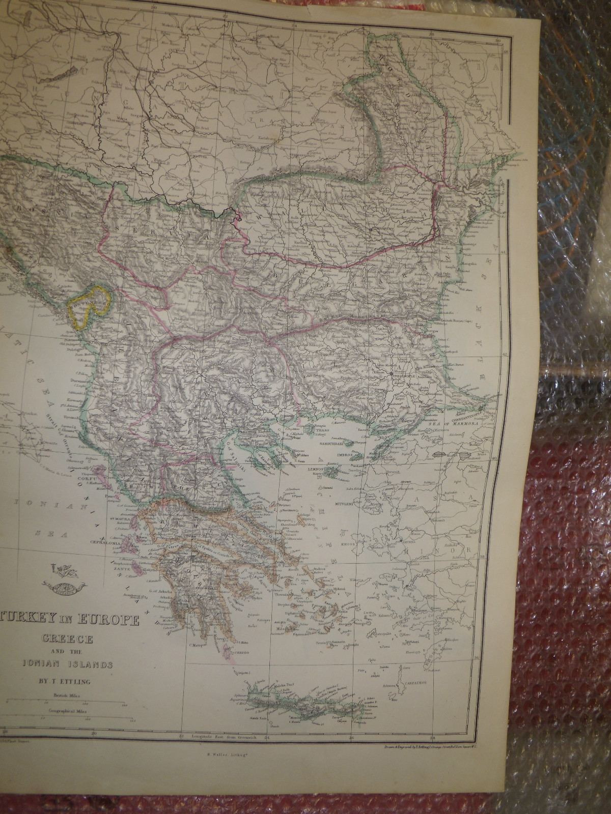 Turkey in Europe Greece+Ionian Islands 1863WeekDispatch Atlas30x43cmFramed40more
