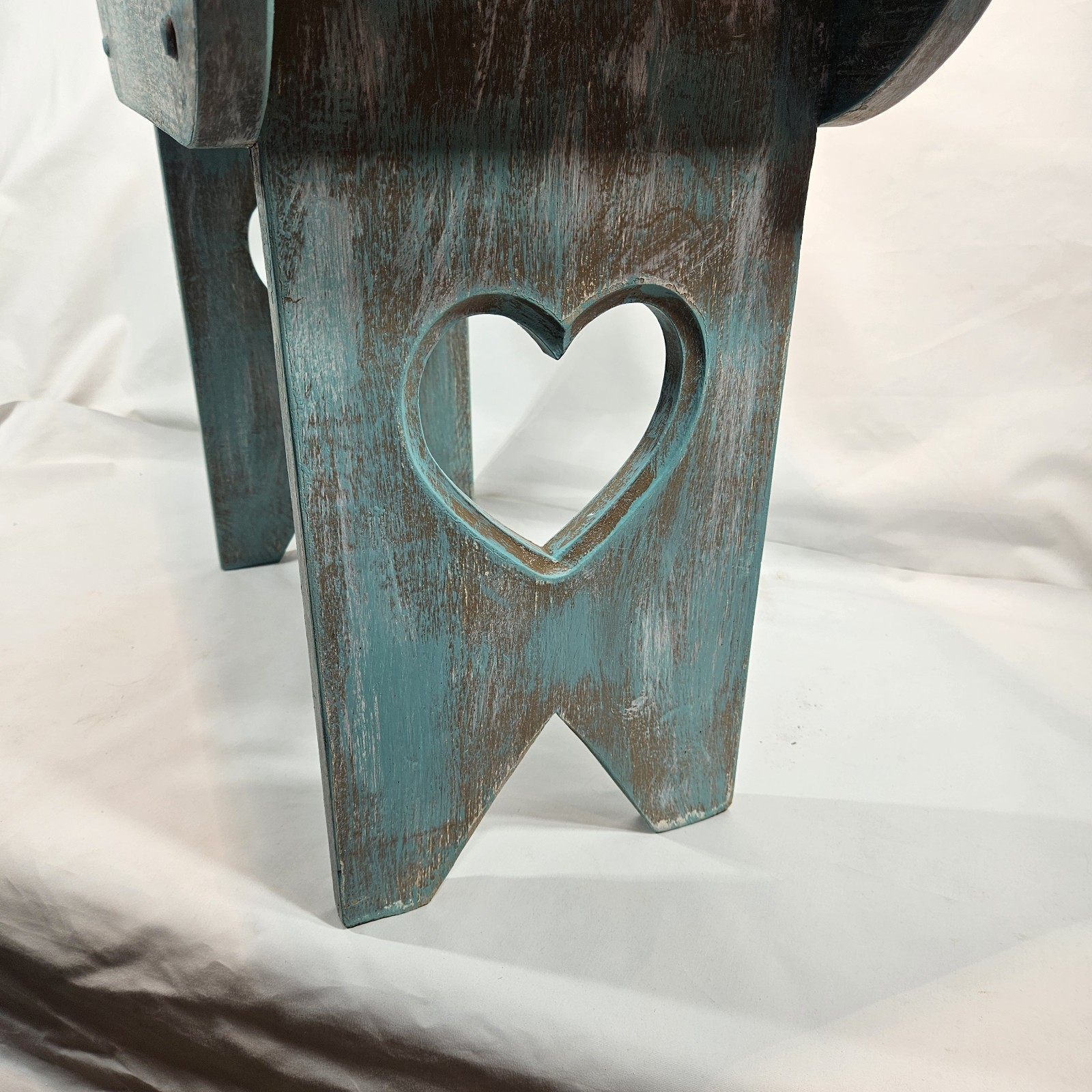 Oak Turquoise Rustic painted Bench Primitive Country 24″ W x 10.75″D x 19″ Tall