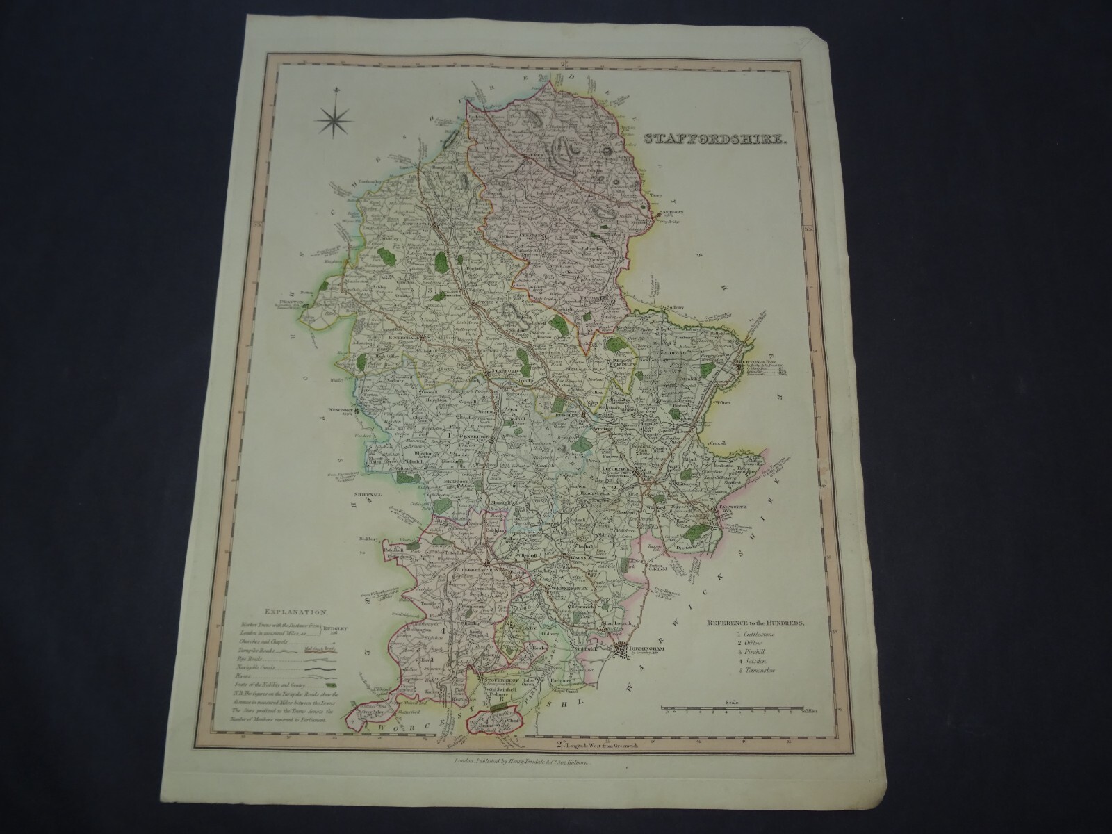 Antique map of Staffordshire by Henry Teesdale 1829
