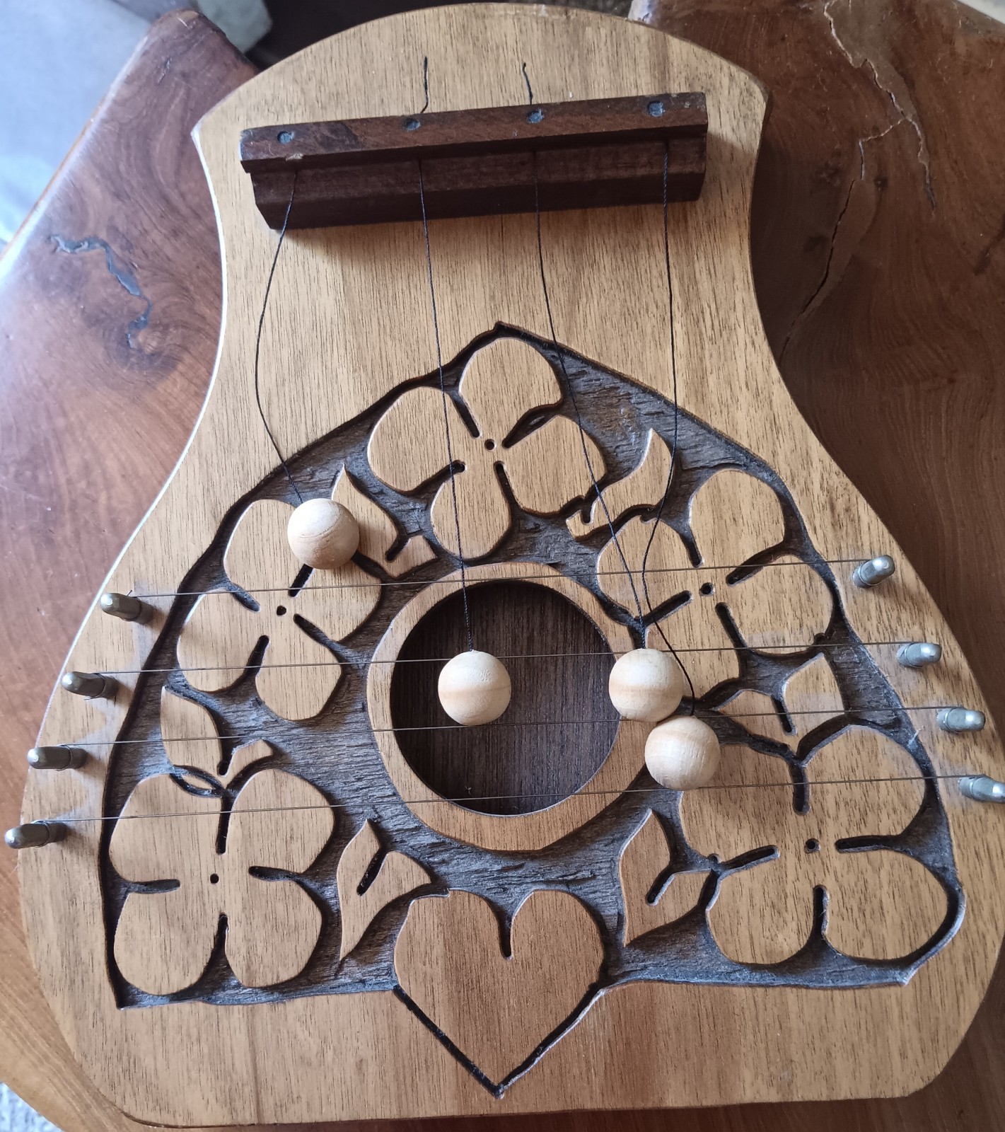 Vintage 1987 Wooden Door Bell Harp Hand Carved Made In The USA Great Condition!