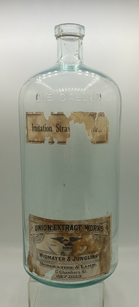 13″ H UNION EXTRACT WORKS Strawberry PHARMACY BOTTLE Widmayer Jungling New York