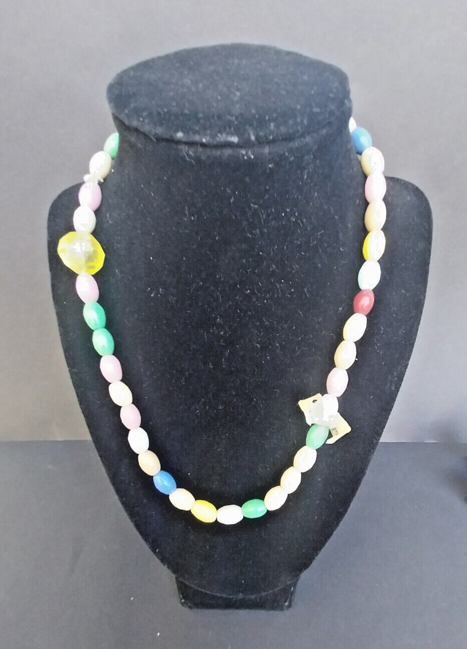 Czech GLASS Mardi Gras Beads 9″ Alternate Multicolor OVALShape Bead w/TAG (Z-54)