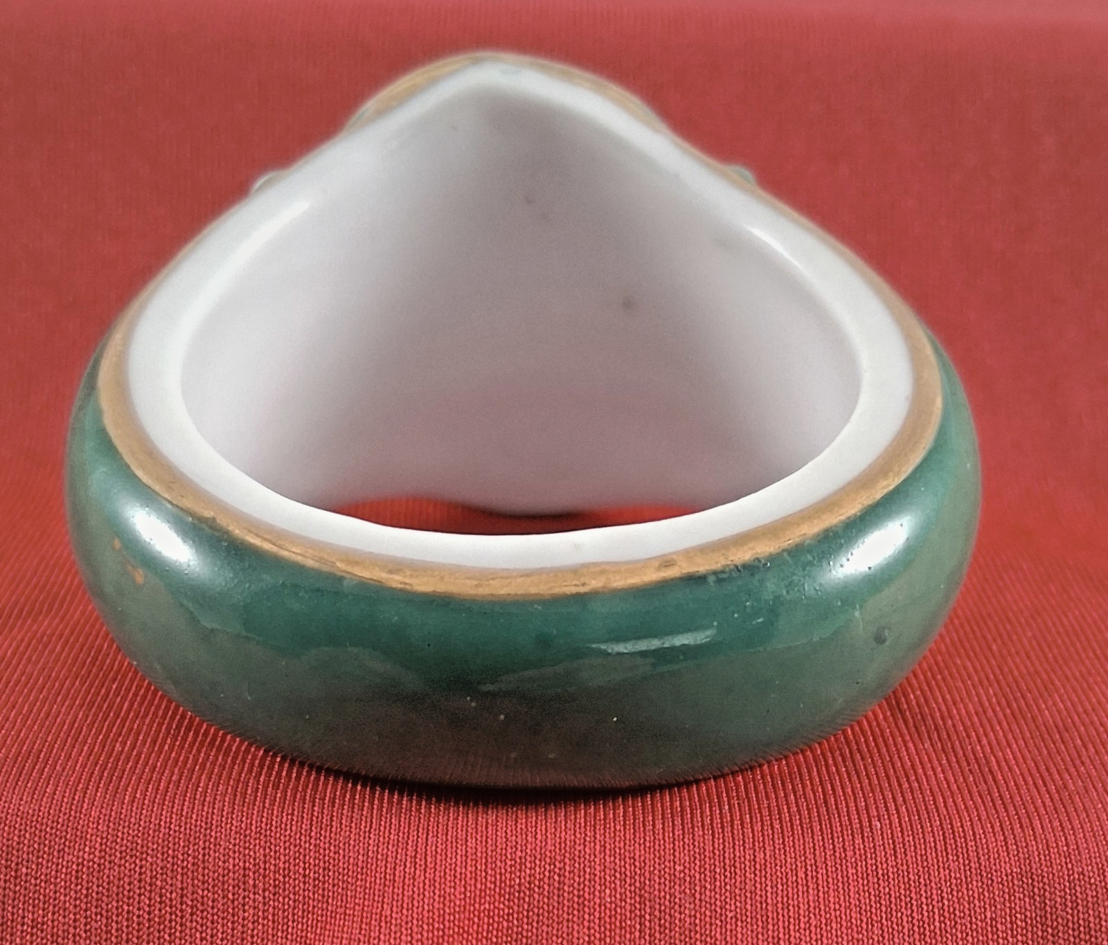 Antique Old Paris Porcelain “S” Napkin Ring, Green & Gold, very good condition