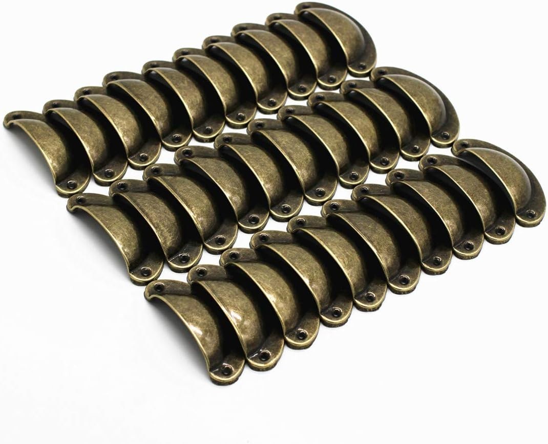 30PCS Antique Brass Iron Drawer Knobs Pulls Handles – Vintage Kitchen Cabinet…