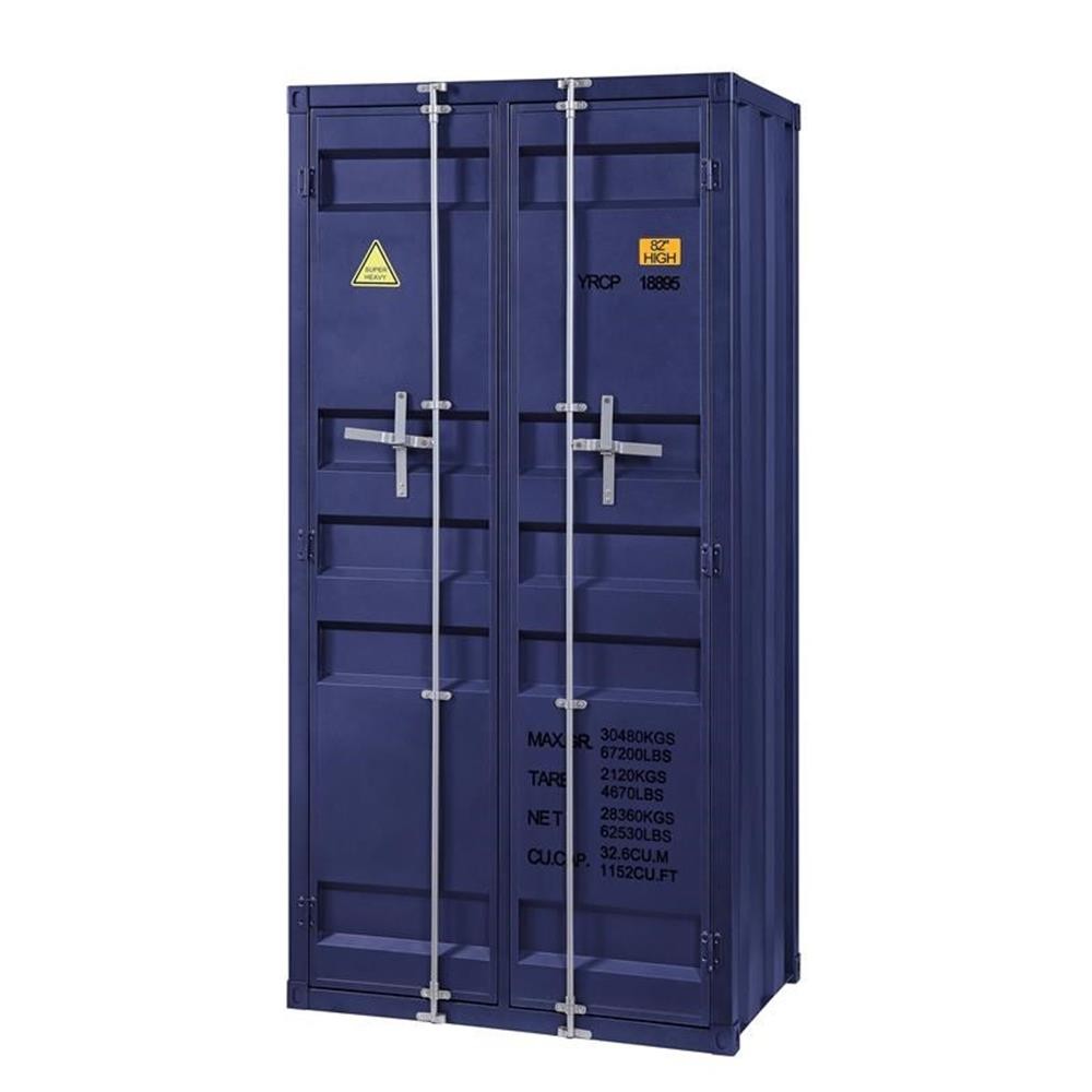 Bowery Hill Modern Double Door Wardrobe in Blue