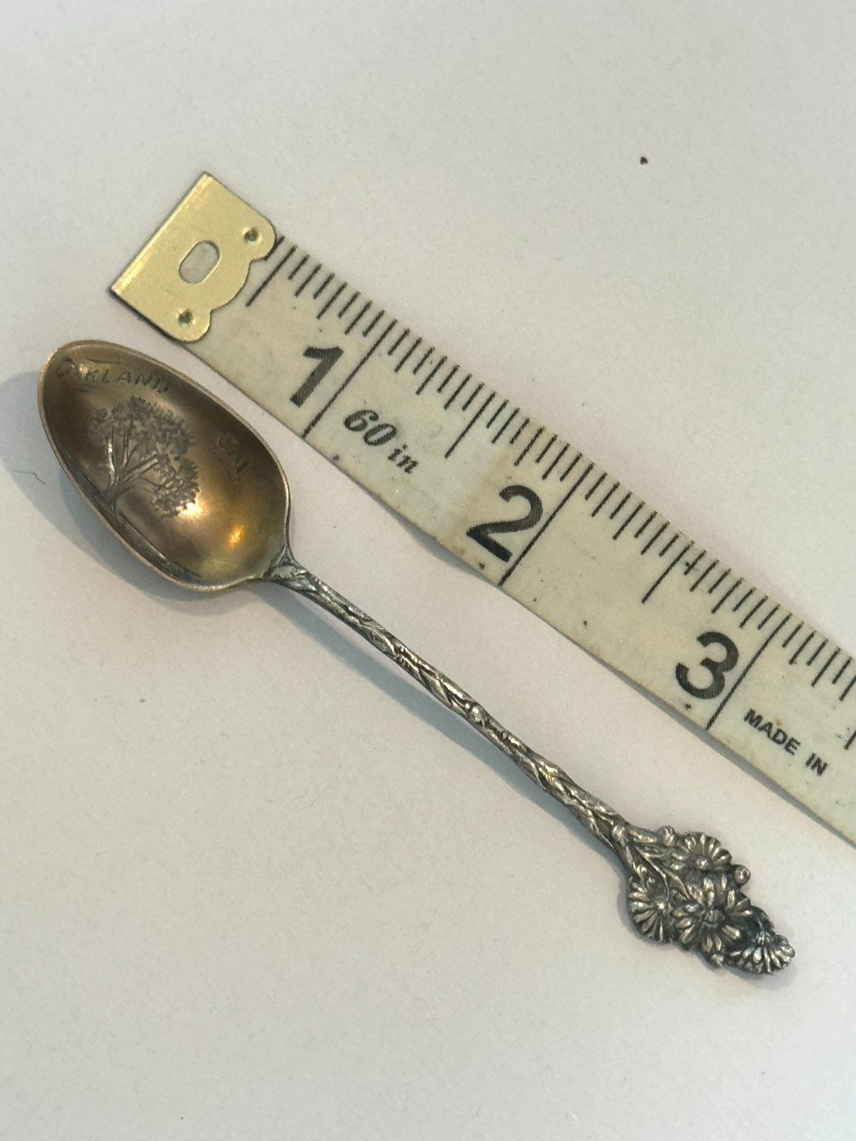 Vintage Sterling Silver Souvenir Spoon Oakland Cal Tree Jack London Square Era