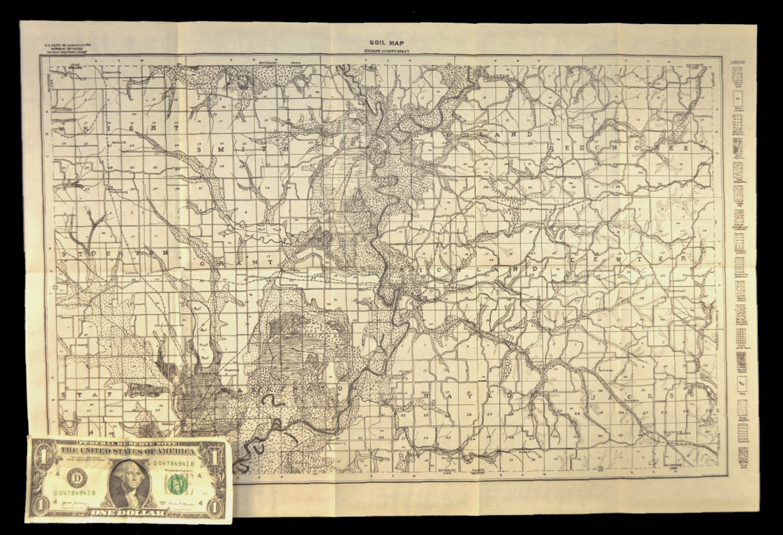 1906 Vintage Map of GREENE COUNTY Indiana Soil Map Koleen Linton Cincinnati