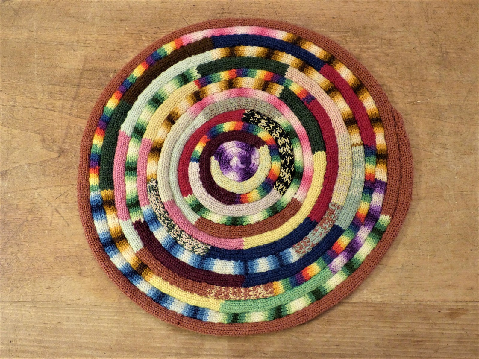 Rare ANTIQUE Prim MENNONITE Braided COLORFUL Wool TEXTILE Mat PA Folk Art #1