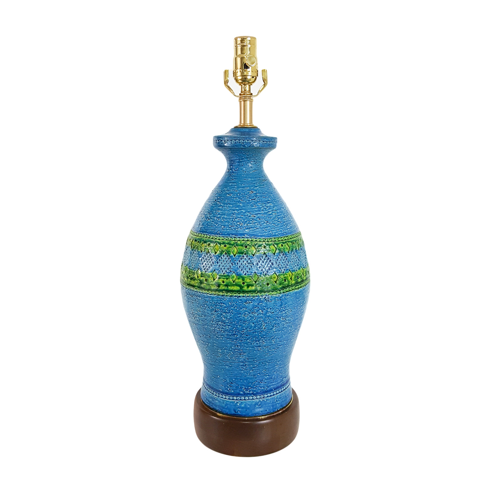 VTG Mid-Century Modern Turquoise Blue Bitossi Table Lamp Italian Pottery Raymor