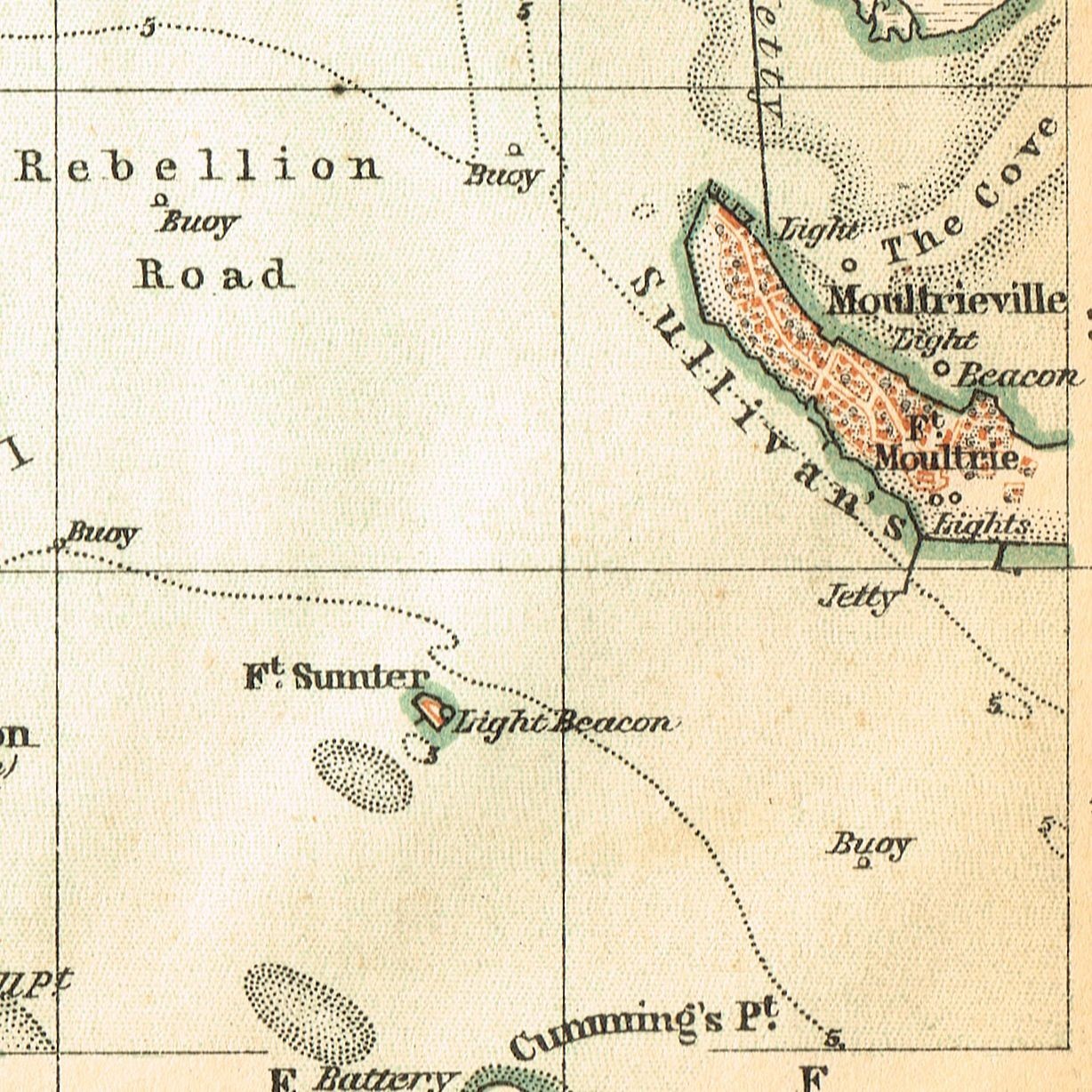 CHARLESTON 1893 Original Map City Plan U.S.A SOUTH CAROLINA state map
